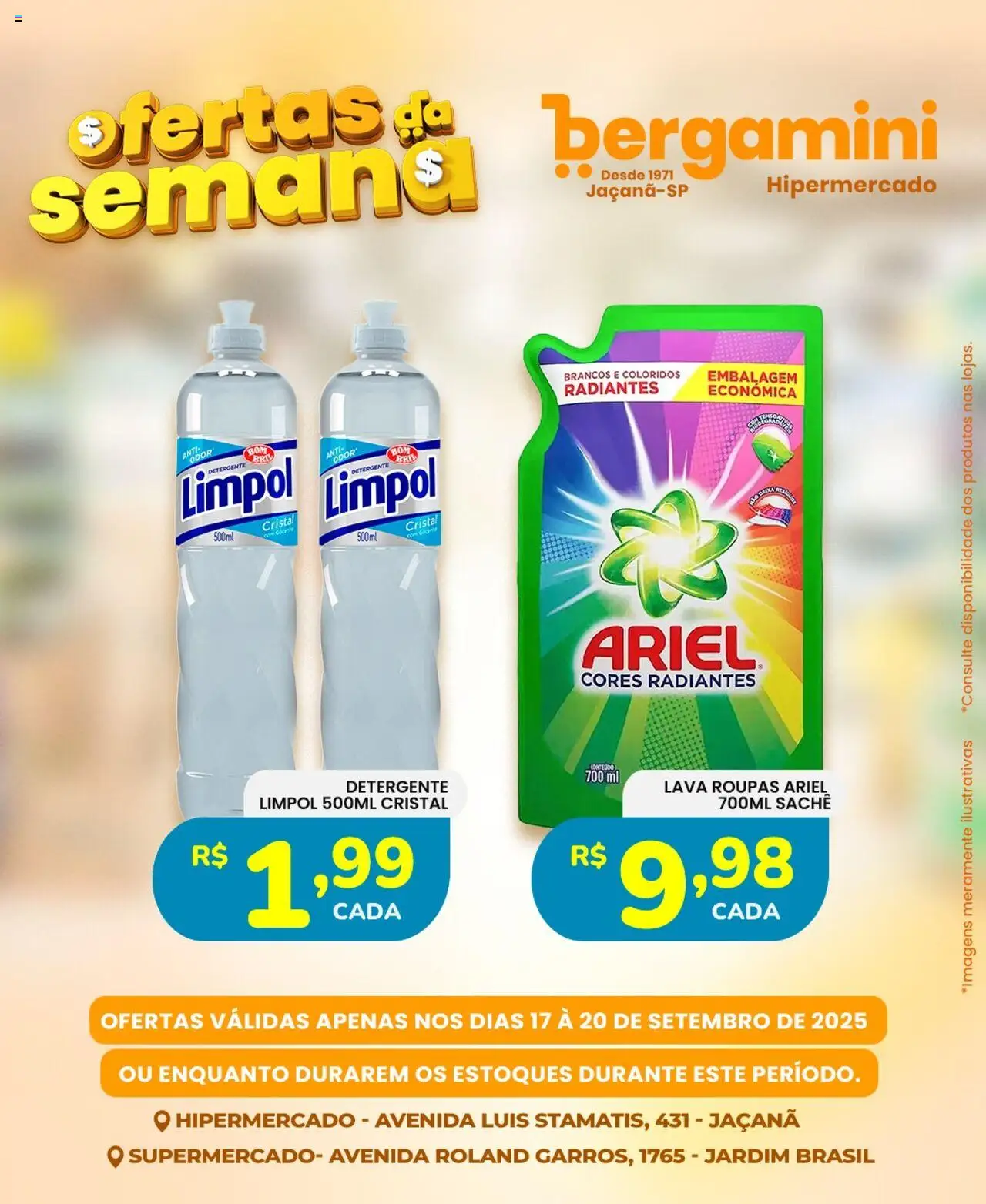 Supermercado Bergamini Folheto - válido de 17.09.2025 | Página: 8 | Produtos: Ariel, Detergente, Roupas