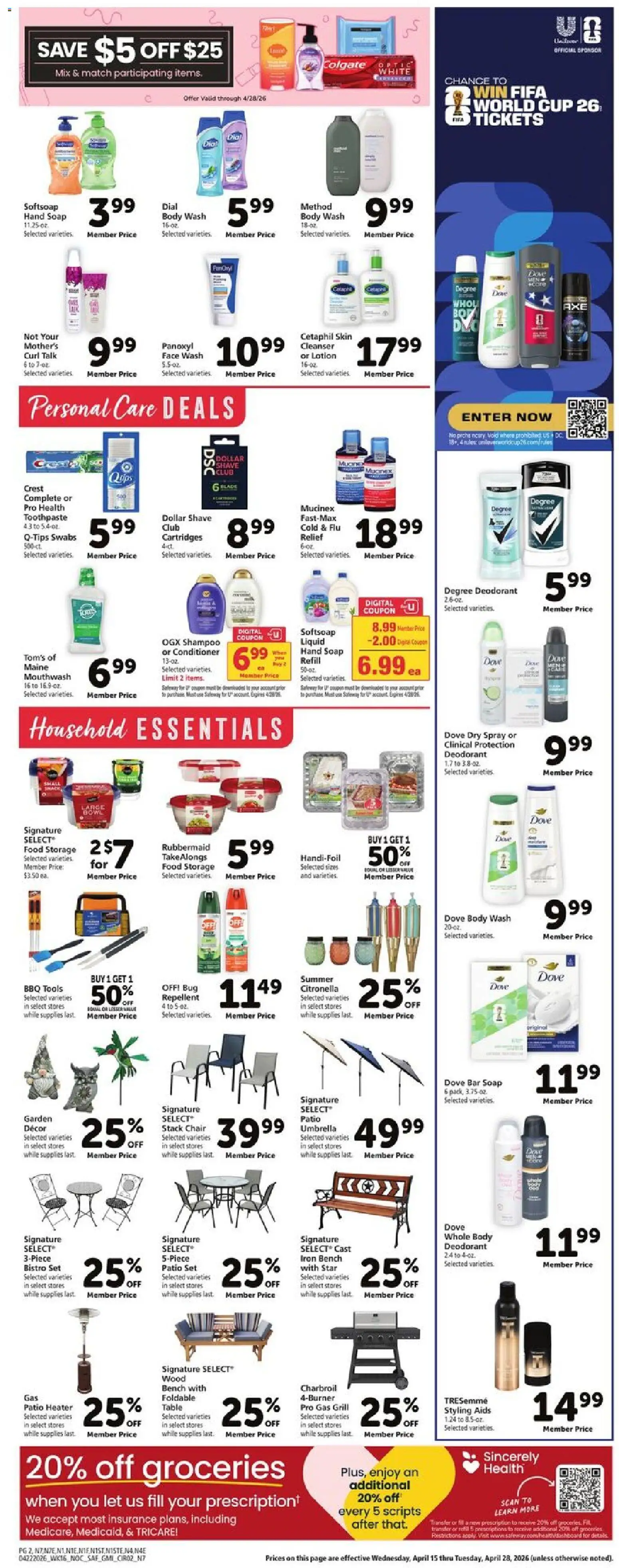 Safeway Weekly Ad - valid from 22.04.2026 | Page: 8 | Products: Table, Chair, Shampoo, Umbrella