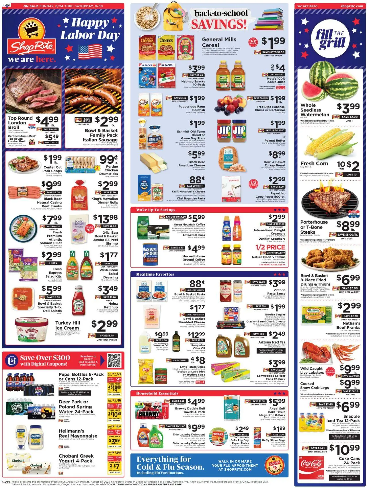 ShopRite Weekly Ad 2 - valid from 24.08.2025 | Page: 1 | Products: Beef, Pasta, Salad, Sausage