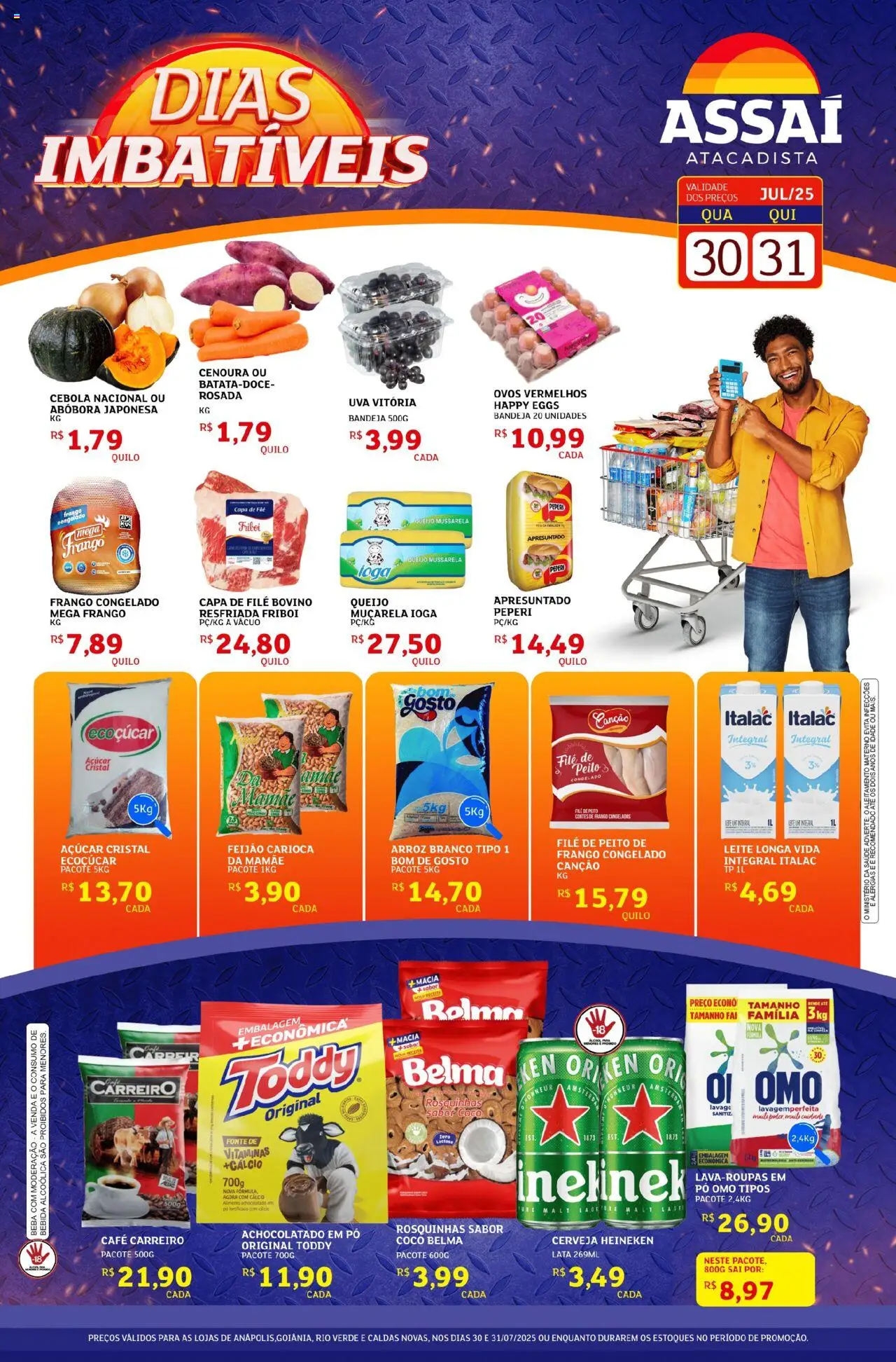 Assaí Atacadista Folheto - válido de 30.07.2025 | Página: 1 | Produtos: Cebola, Pó, Cálcio, Cenoura