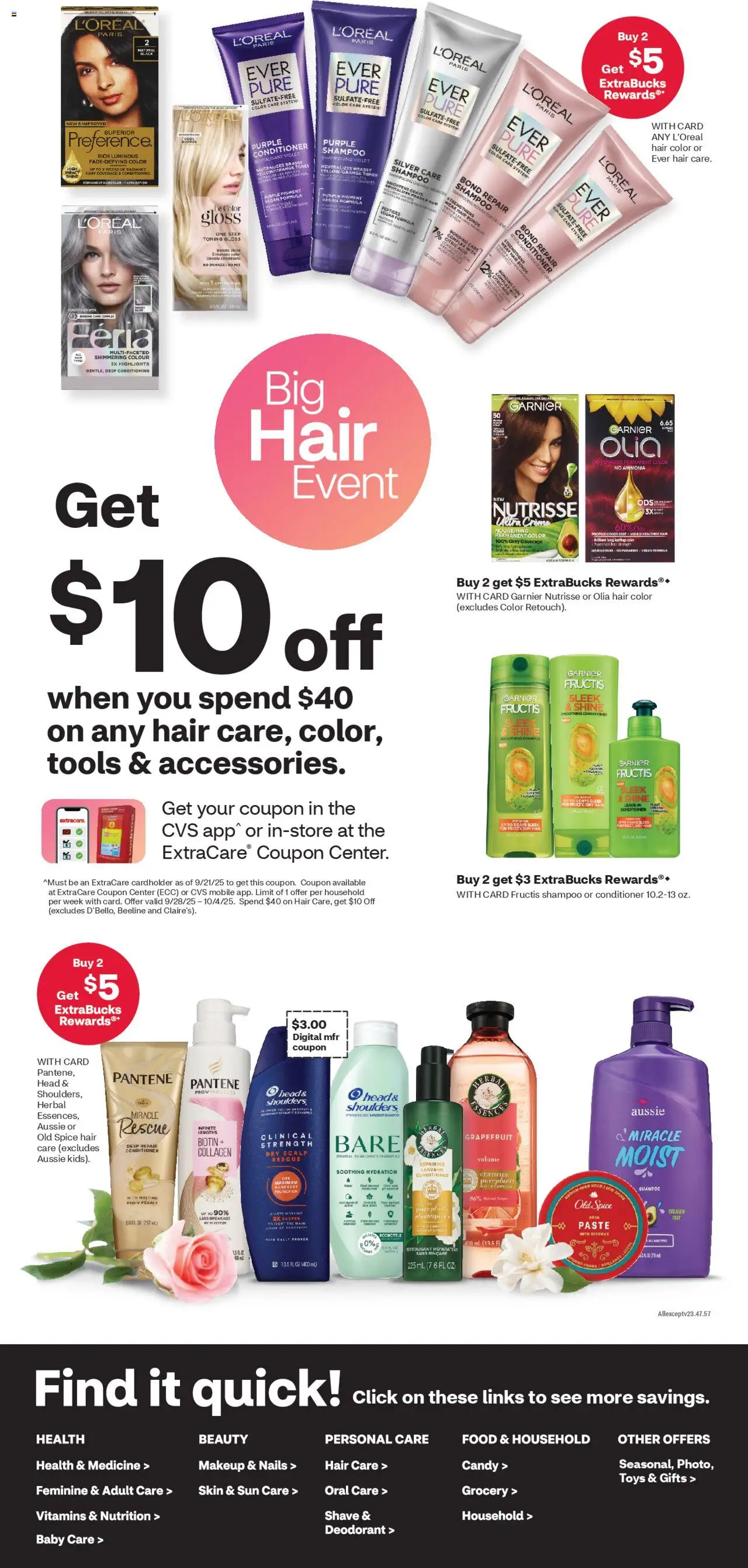 CVS Pharmacy Weekly Ad - CT - valid from 28.09.2025 | Page: 5 | Products: Shampoo, Conditioner, Hair color, Deodorant
