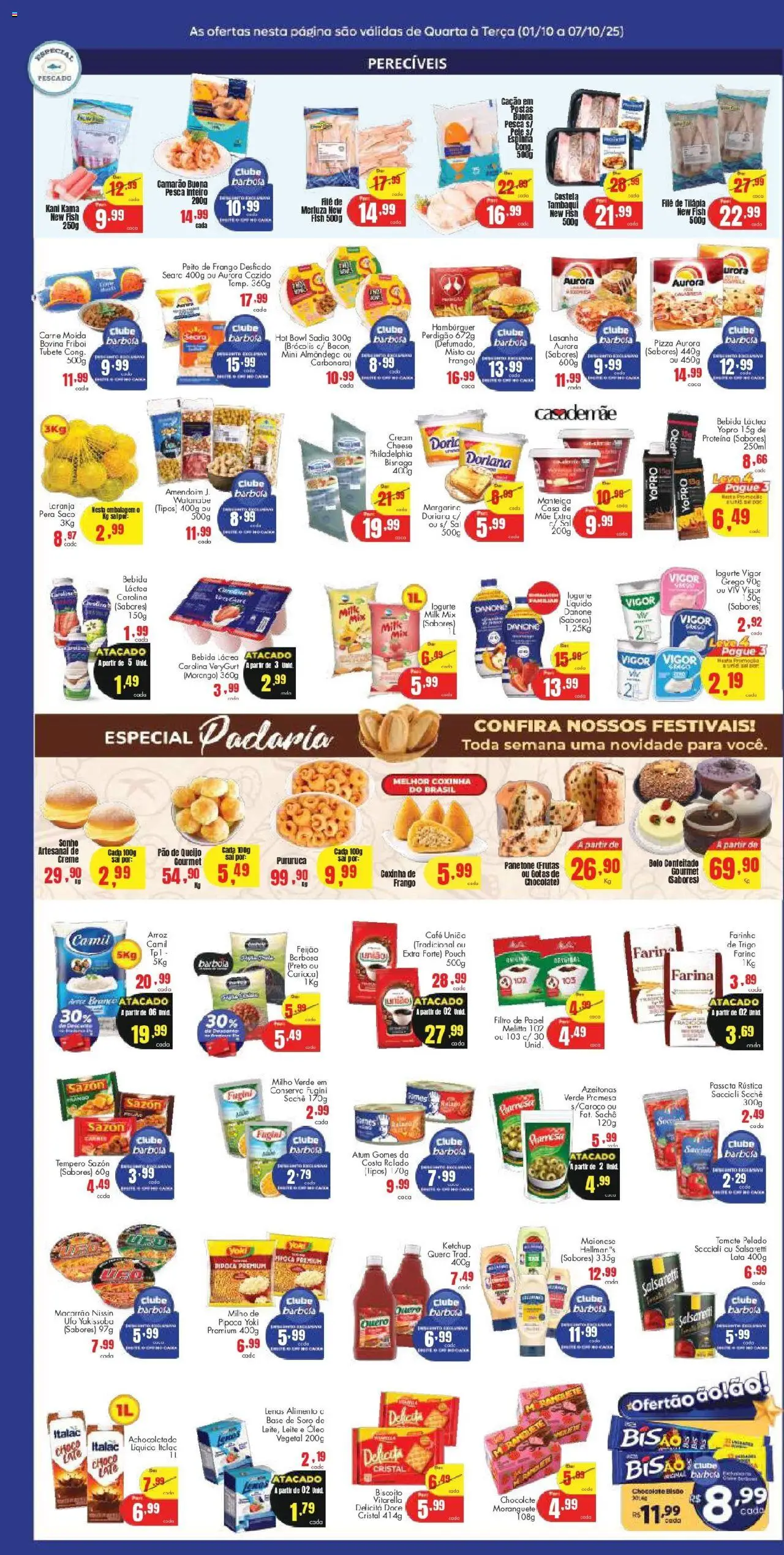 Barbosa Supermercados Folheto - válido de 01.10.2025 | Página: 3 | Produtos: Feijão, Leite, Café, Macarrão