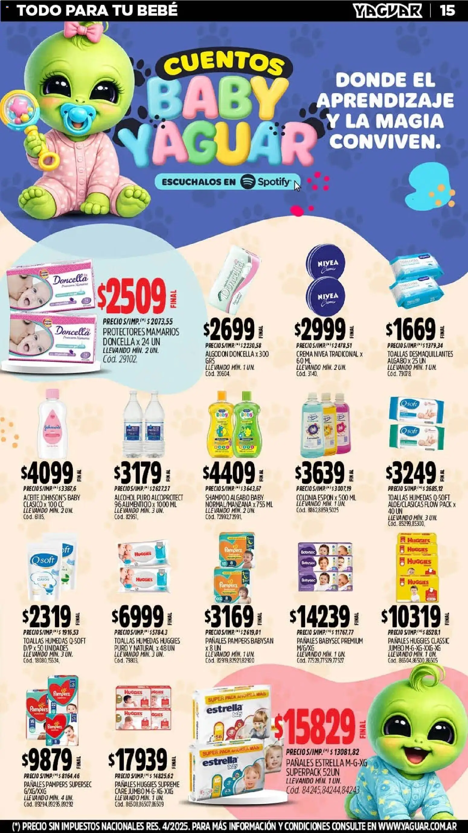 Yaguar - Oferta Semanal Mendoza │ válido desde el 09.03.2026 | Página: 15 | Productos: Algodón, Aceite, Shampoo, Crema