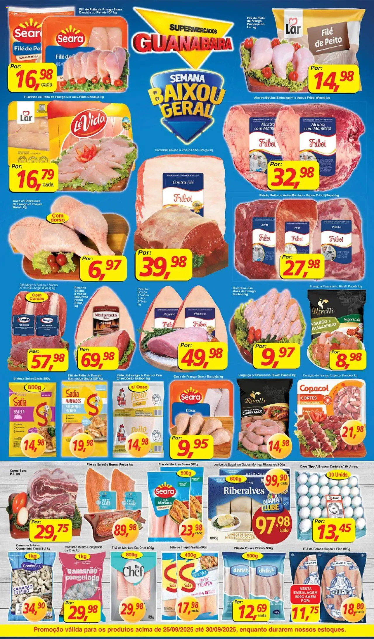 Supermercados Guanabara Folheto - válido de 25.09.2025 | Página: 5 | Produtos: Pera, Bacalhau, Linguiça, Contra filé