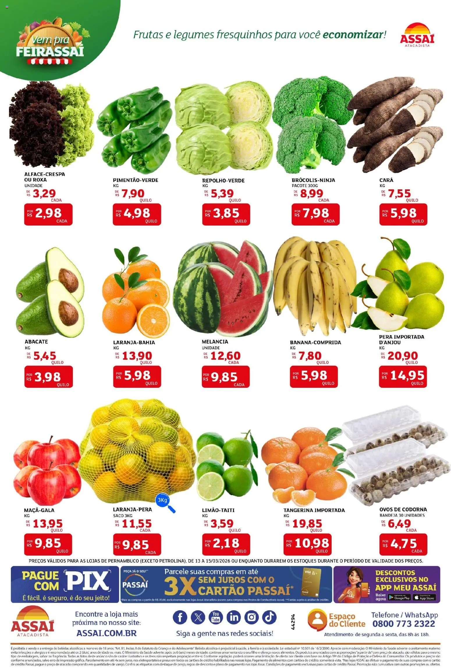 Assaí Atacadista Folheto - válido de 13.03.2026 | Página: 3 | Produtos: Cará, Pneus, Bandeja, Ovos de codorna
