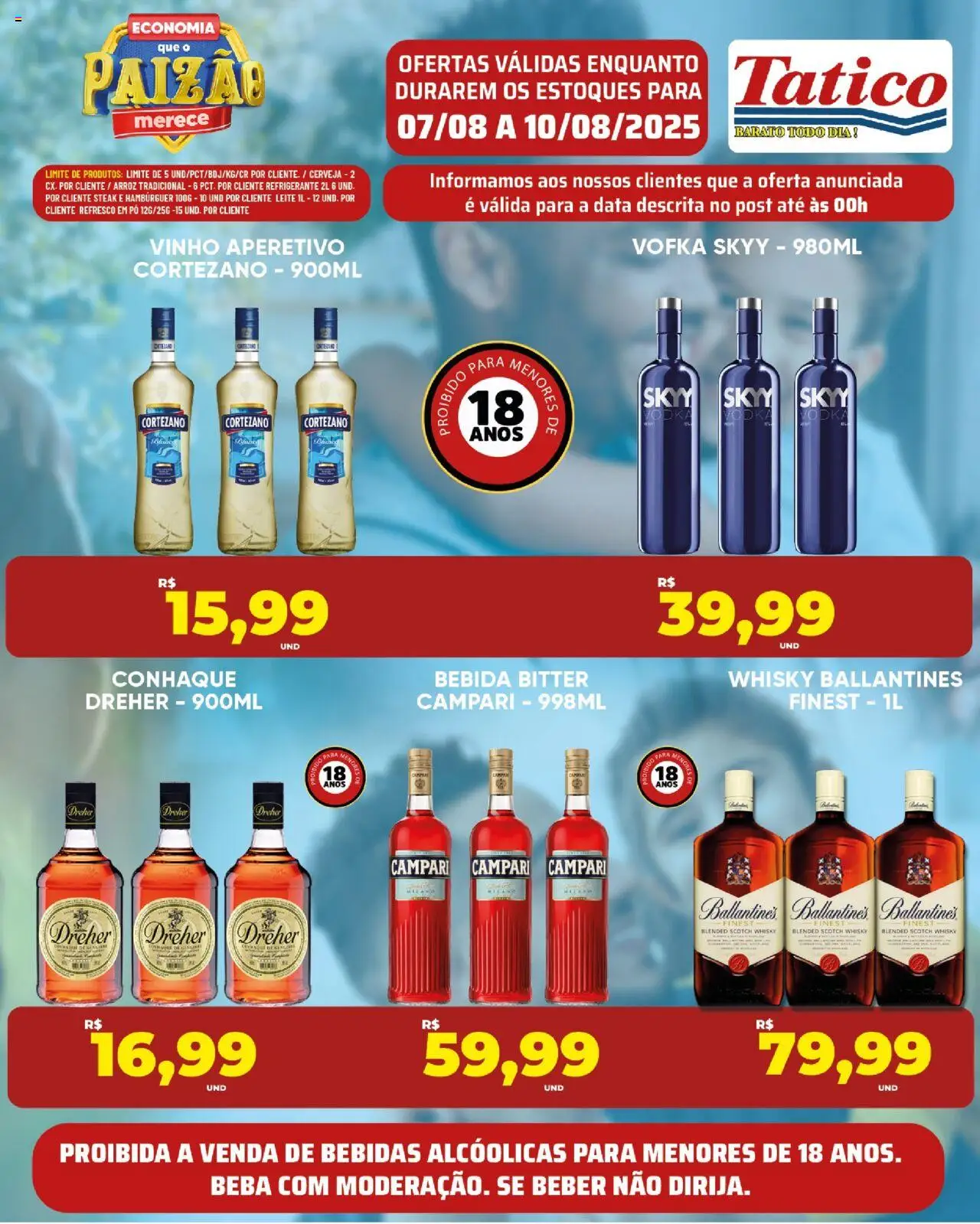 Tatico Folheto - válido de 08.08.2025 | Página: 34 | Produtos: Conhaque, Bebida, Refrigerante, Campari