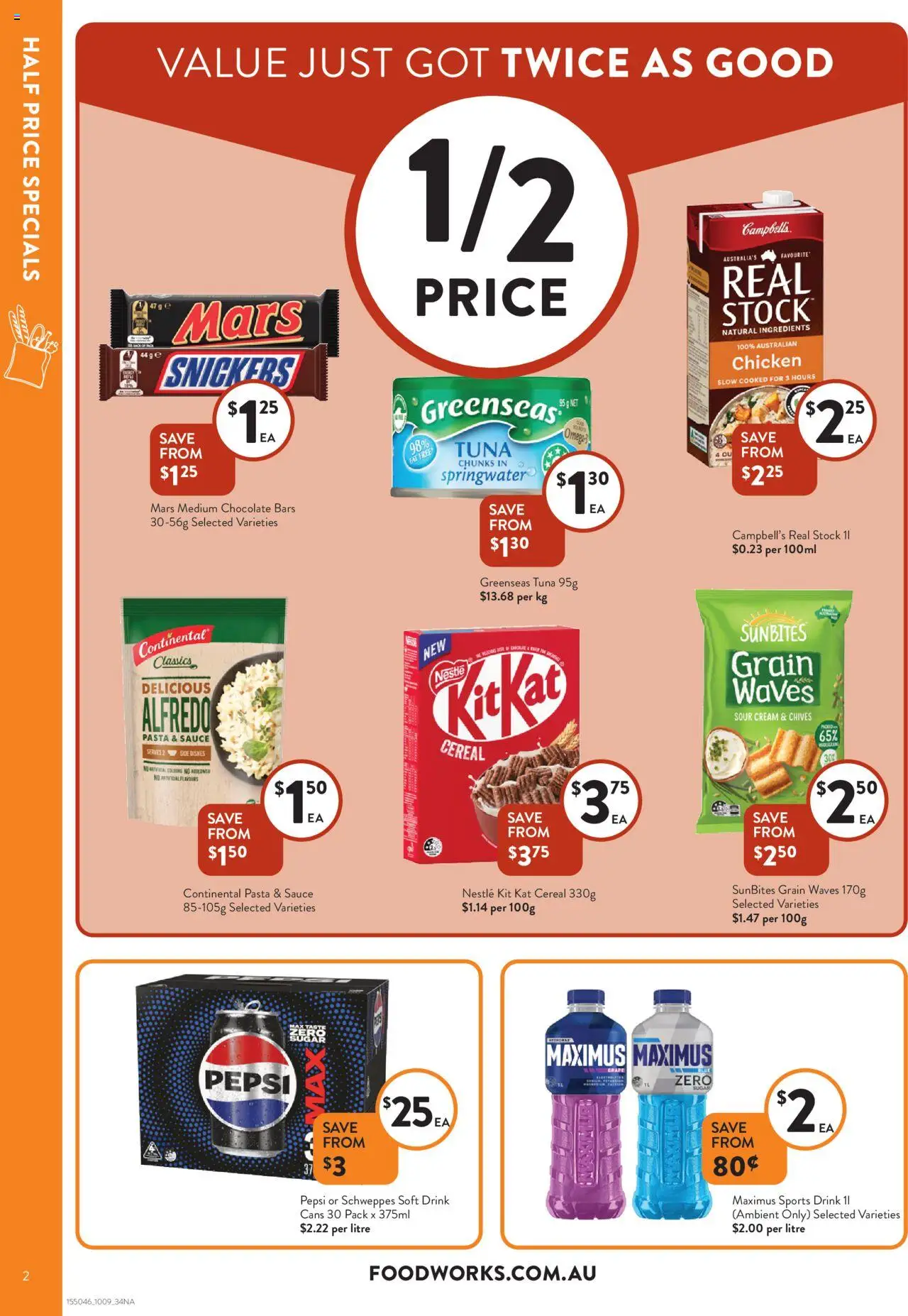 Foodworks catalogue - valid from 10.09.2025 | Page: 2 | Products: Chocolate, Pepsi, Pasta, Tuna