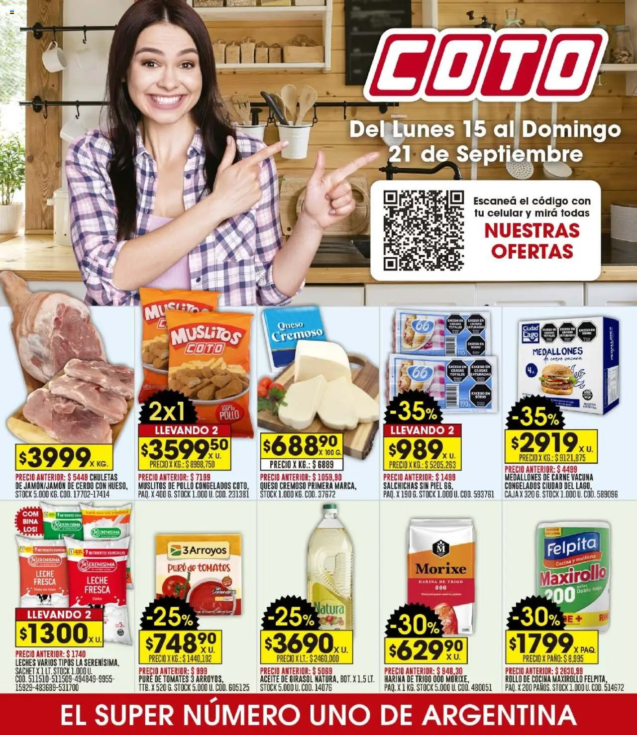 Coto ofertas │ válido desde el 15.09.2025 | Página: 1 | Productos: Pollo, Harina, Queso, Tomates