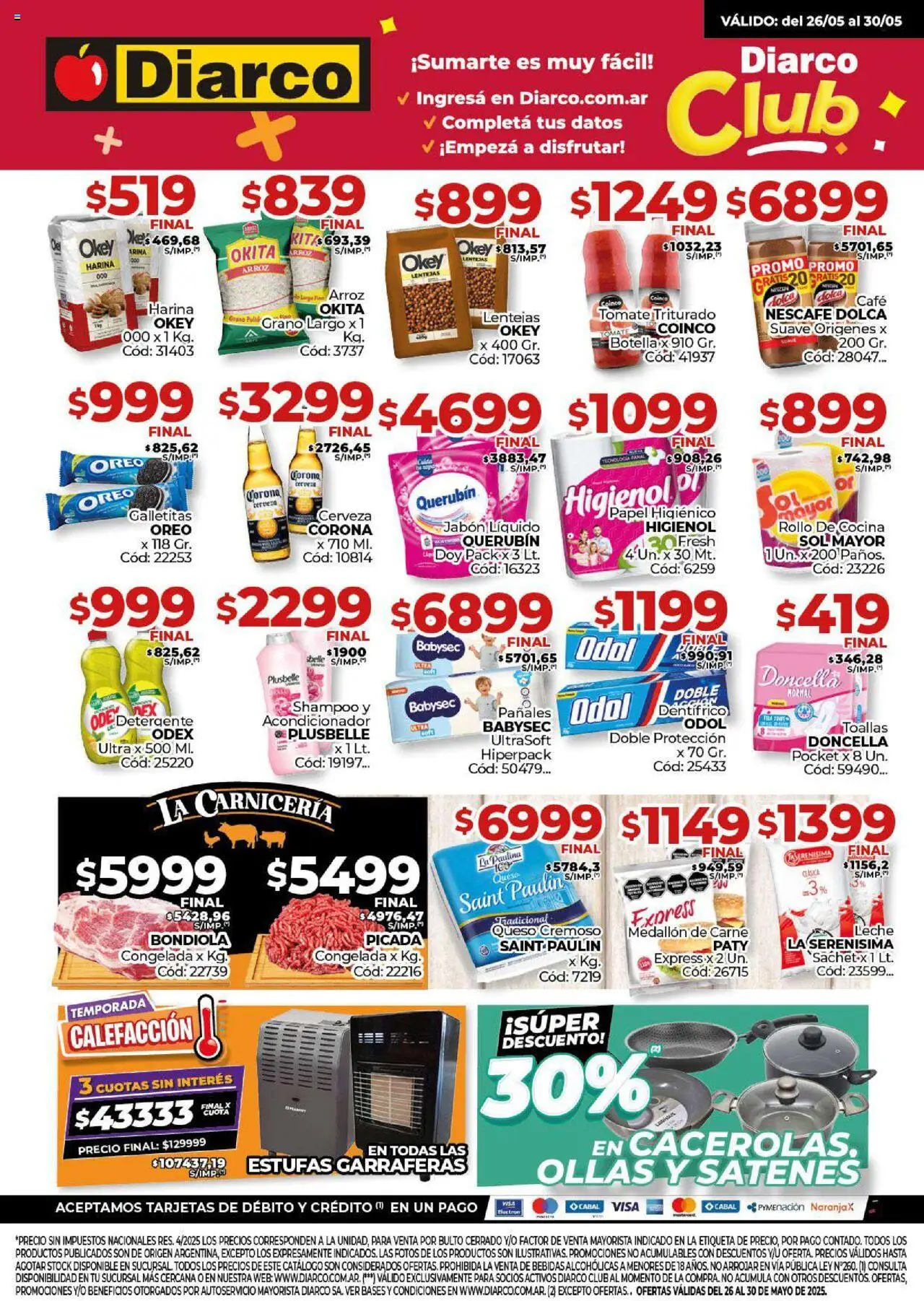 Diarco ofertas │ válido desde el 26.05.2025 | Página: 1 | Productos: Toallas, Harina, Shampoo, Pañales