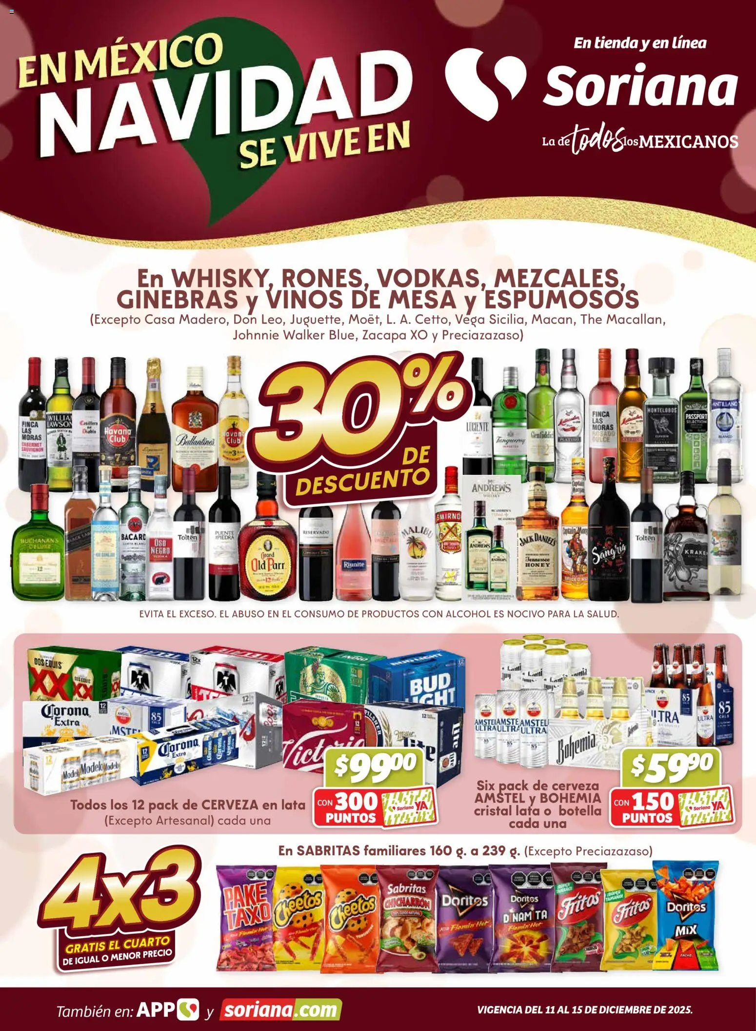 Nuevas ofertas de Soriana válidas en toda la República Mexicana desde el 11.12.2025. ¡Encuentra las mejores ofertas en Soriana - Fin de Semana Híper: Ver, Tab, Chis, Camp, Yuc y Q. Roo! | Página: 1 | Productos: Cerveza, Botella, Mesa