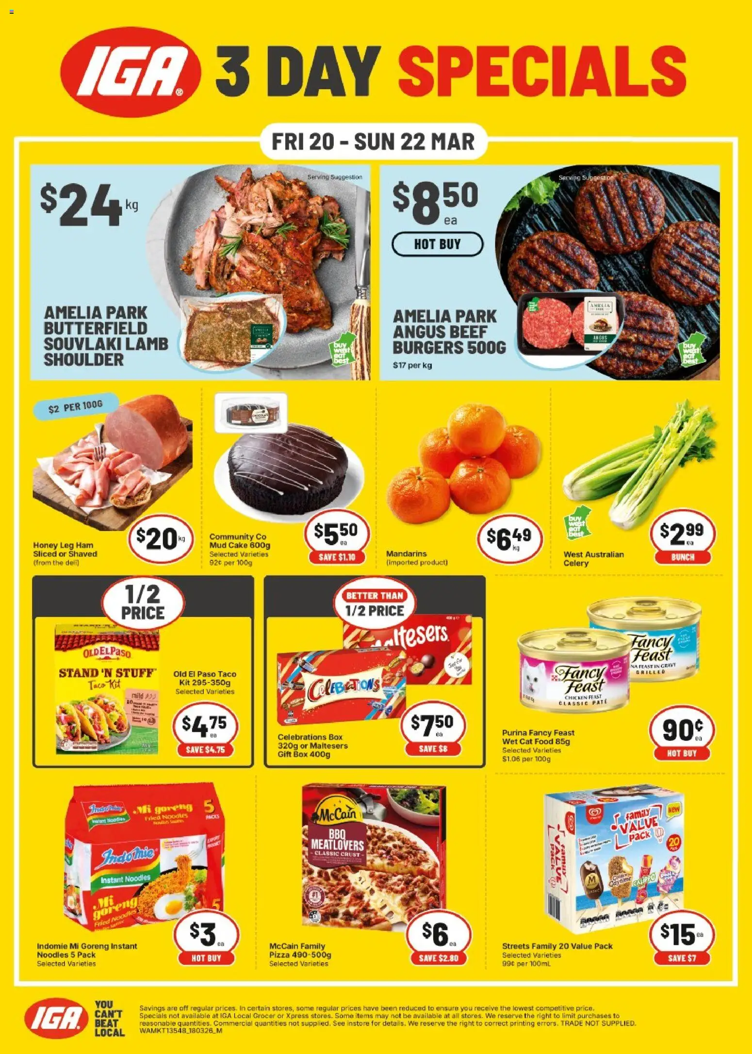 IGA catalogue - valid from 20.03.2026 | Page: 1 | Products: Honey, Chicken, Noodles, Mandarins