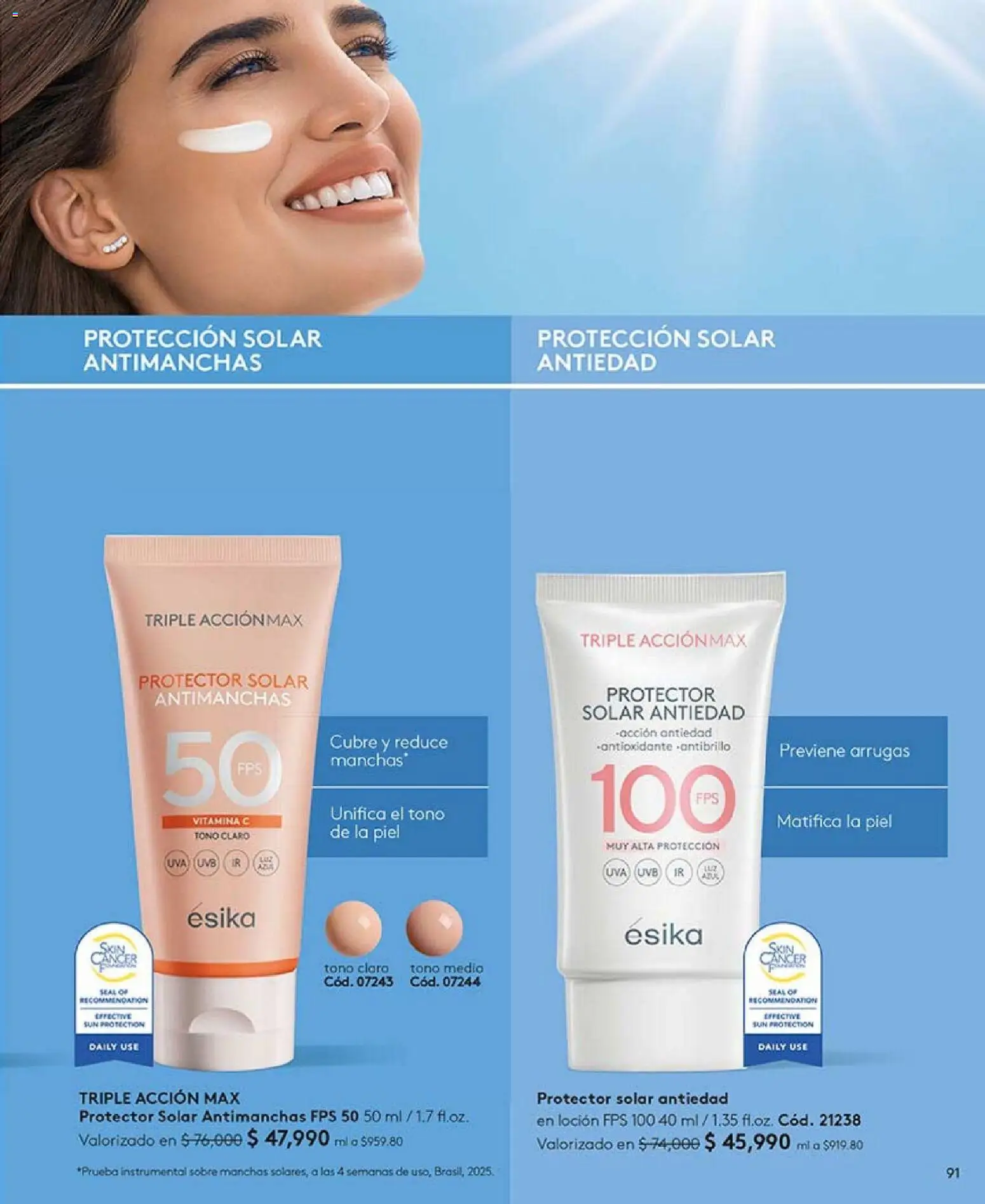Ésika revista - valida desde el 01.04.2026 | Página: 91 | Productos: Sobre, Loción, Protector solar
