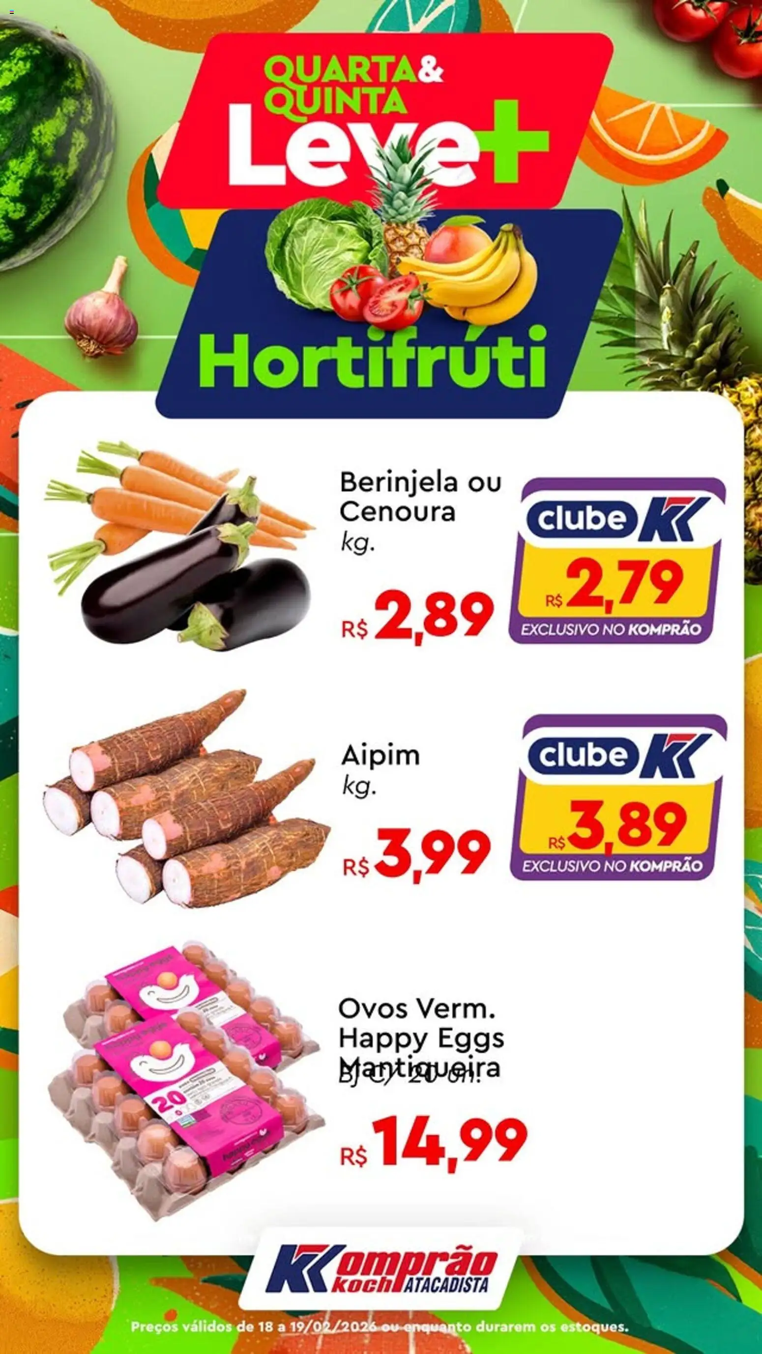 Komprao Atacadista Folheto - válido de 18.02.2026 | Página: 5 | Produtos: Aipim, Berinjela, Ovos, Cenoura