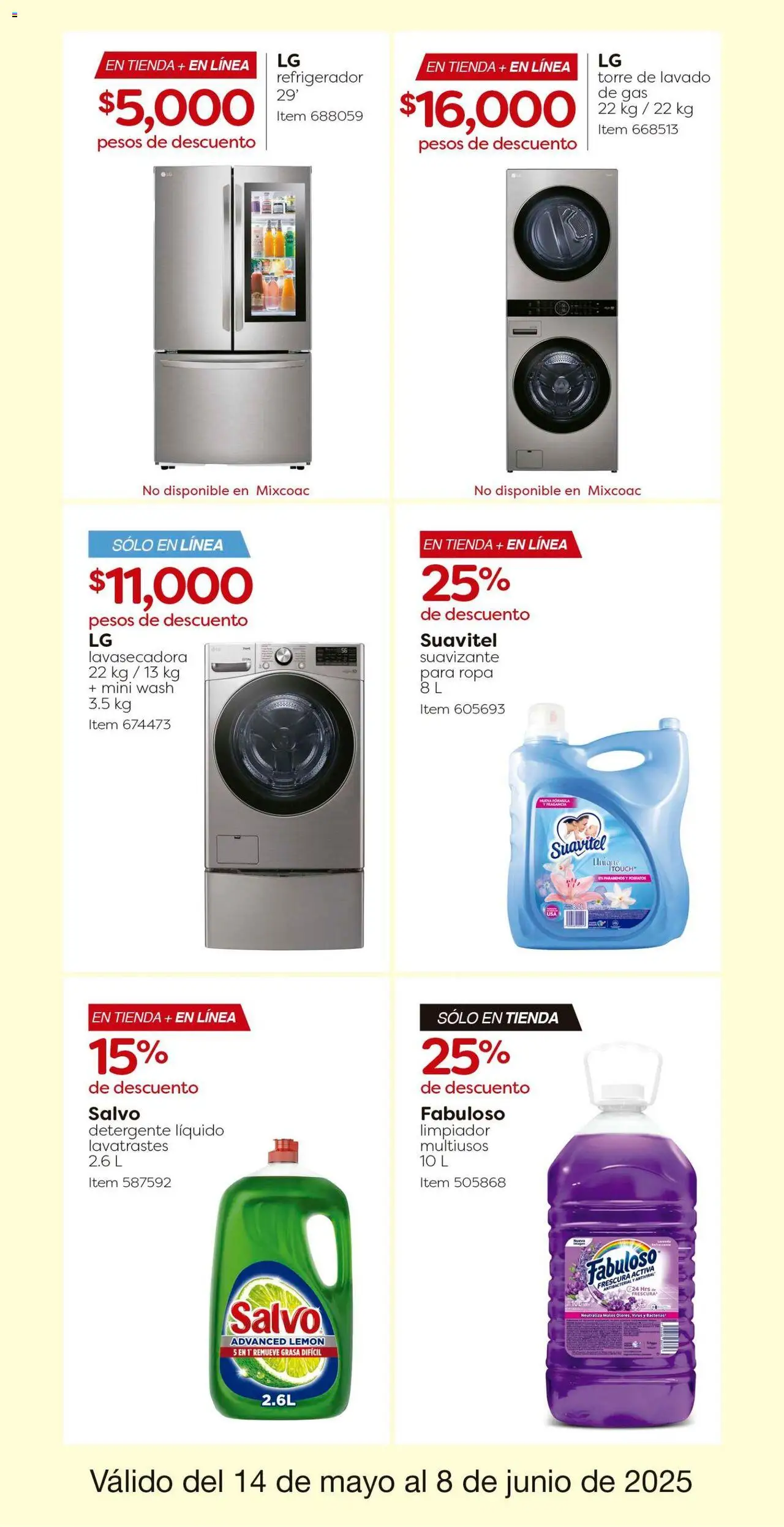 Nuevas ofertas de Costco válidas en toda la República Mexicana desde el 14.05.2025. ¡Encuentra las mejores ofertas en Costco catálogo! | Página: 9 | Productos: Refrigerador, Suavizante, Limpiador, Ropa