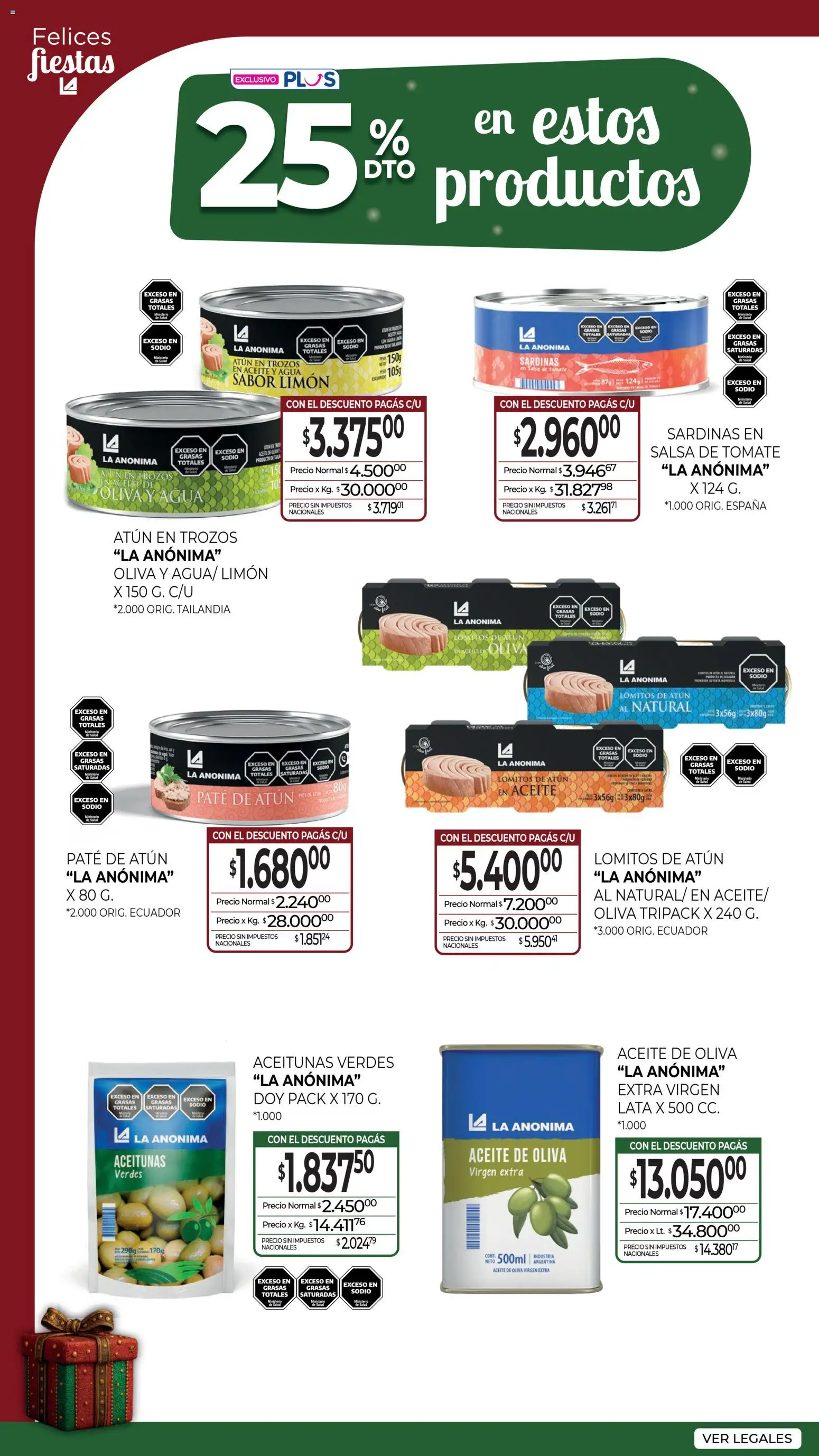 La Anonima catálogo │ válido desde el 04.12.2025 | Página: 12 | Productos: Aceite, Atún, Tomate, Agua