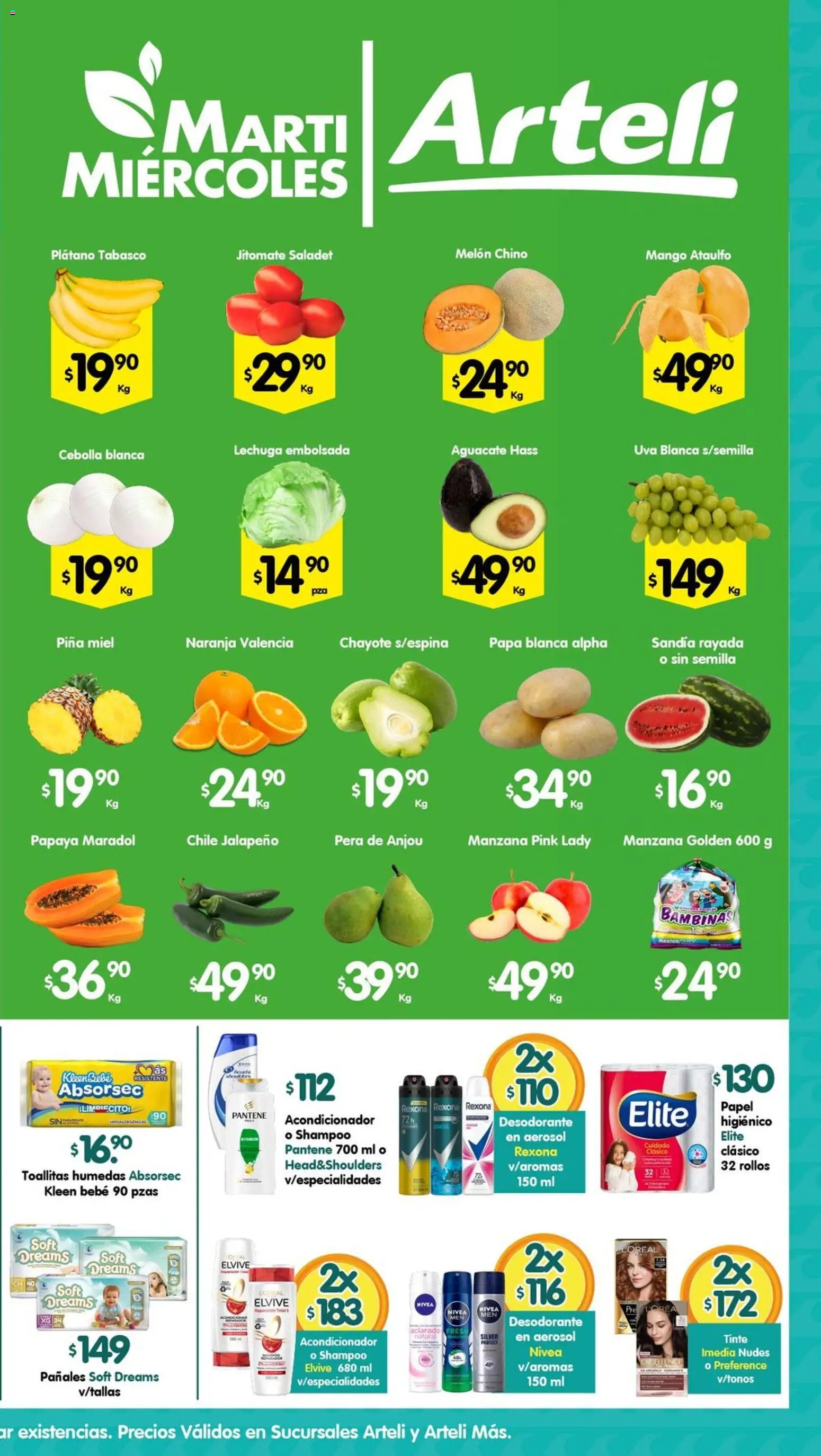 Nuevas ofertas de Arteli válidas en toda la República Mexicana desde el 24.03.2026. ¡Encuentra las mejores ofertas en Arteli folleto Valles! | Página: 2 | Productos: Manzana, Aguacate, Uva, Acondicionador