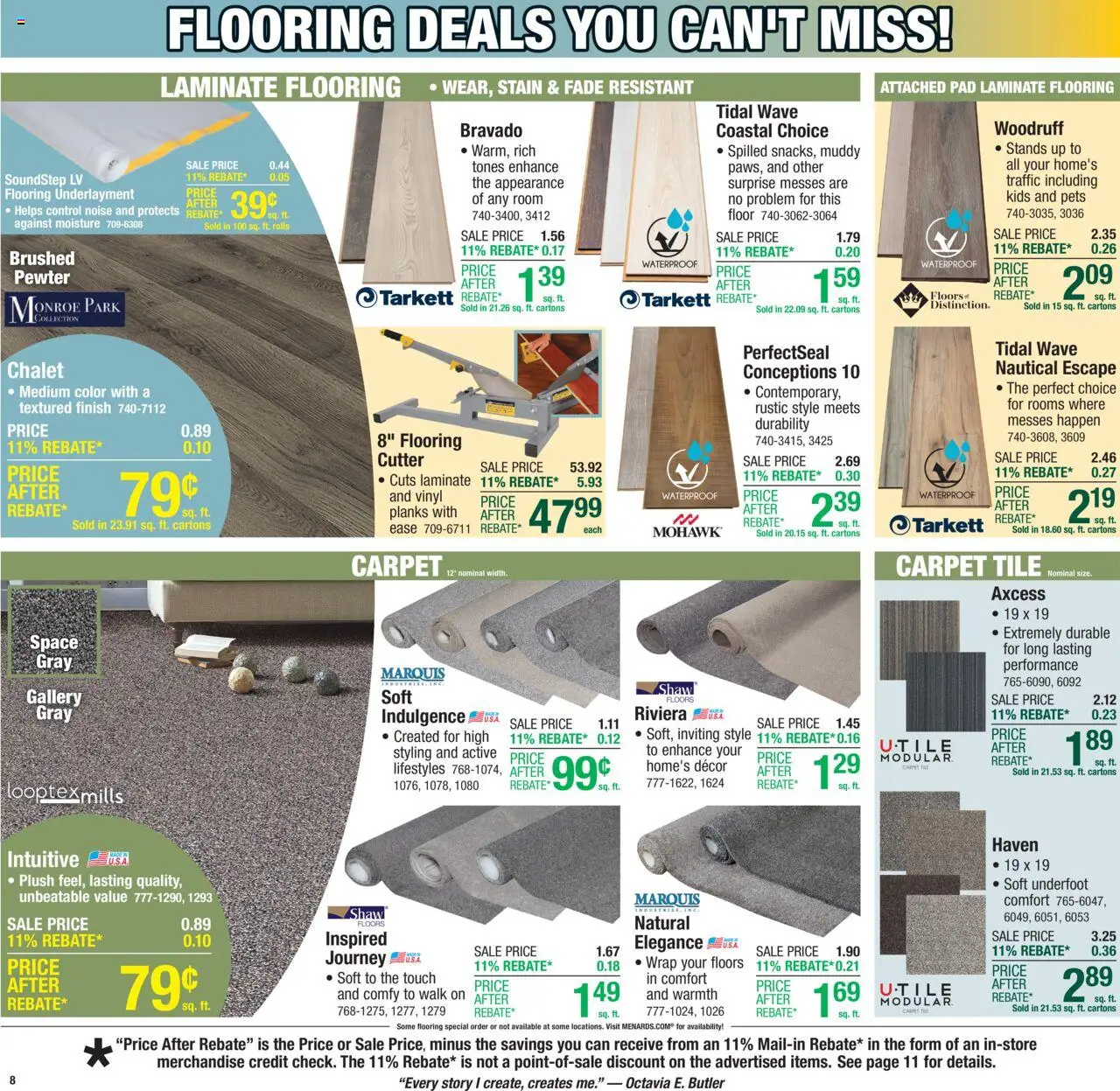 Menards Weekly Ad - valid from 06.08.2025 | Page: 12 | Products: Carpet, Cutter