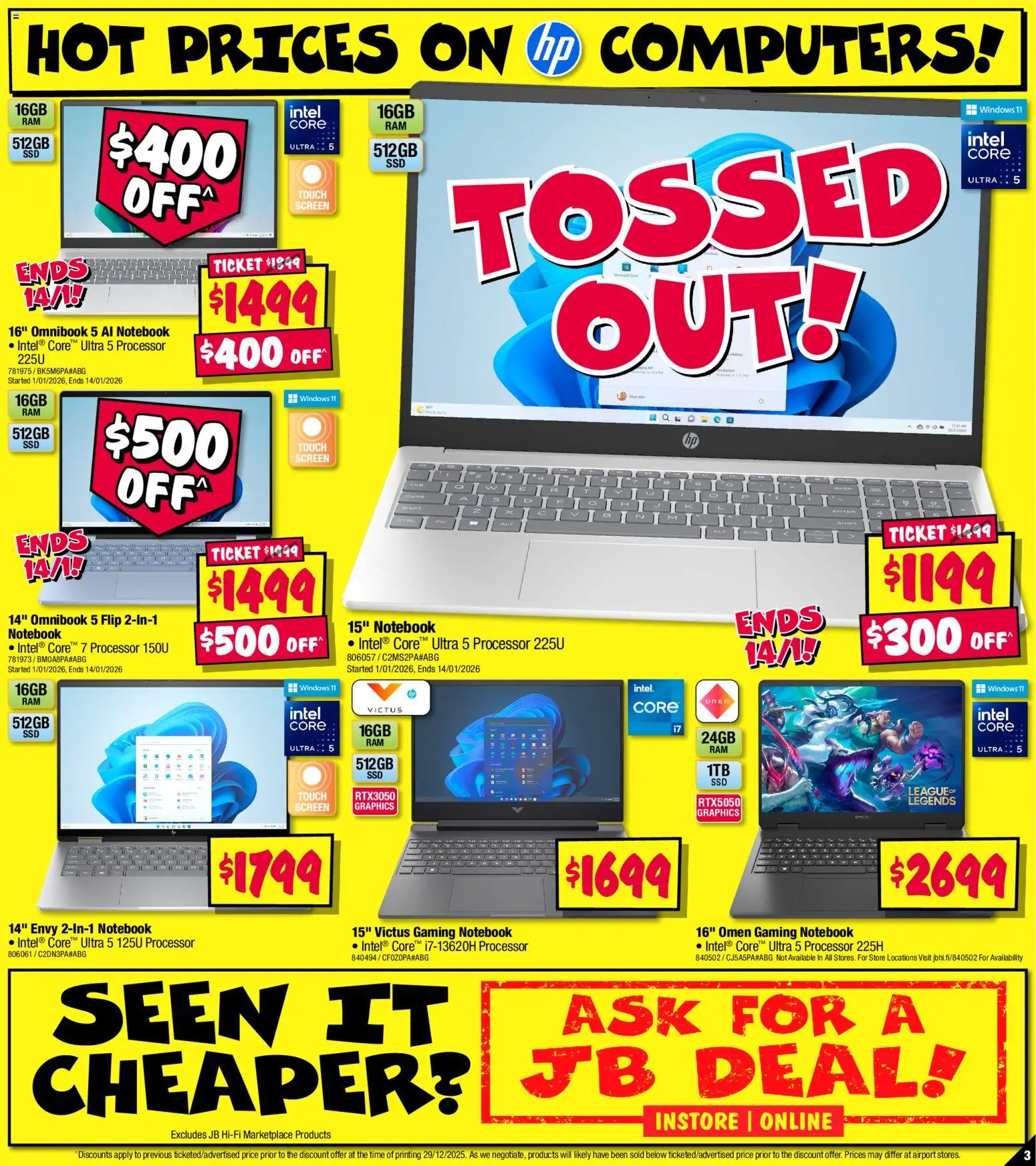 JB Hi-Fi catalogue - valid from 08.01.2026 | Page: 3 | Products: Notebook, Screen