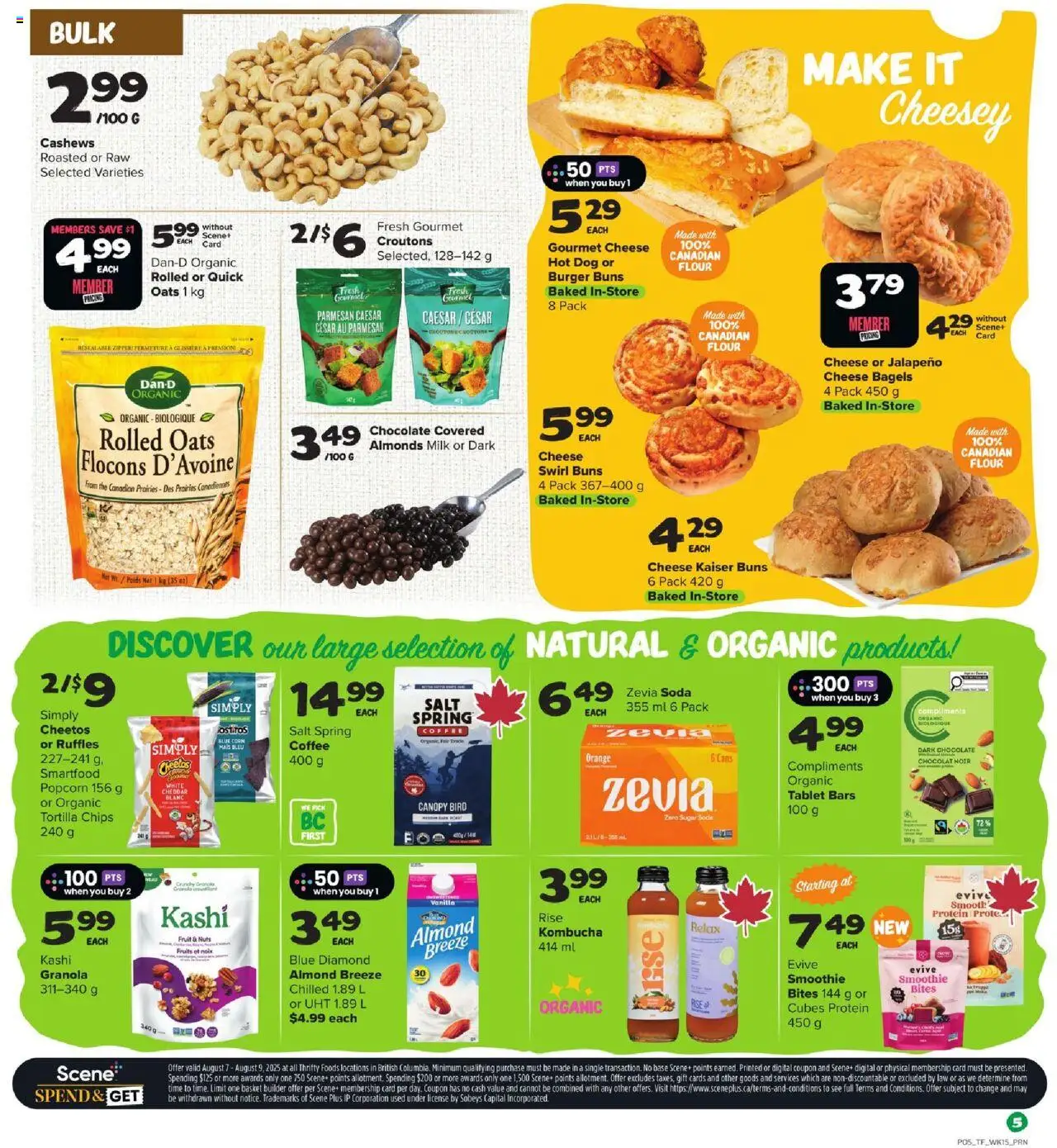 Thrifty Foods flyer valid from 07.08.2025 | Page: 7 | Products: Chips, Tablet, Cheese, Coffee