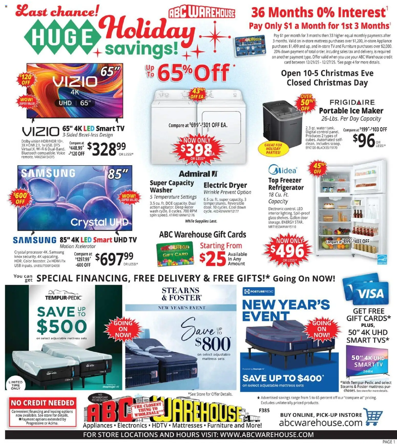 ABC Warehouse Weekly Ad - valid from 21.12.2025 | Page: 1