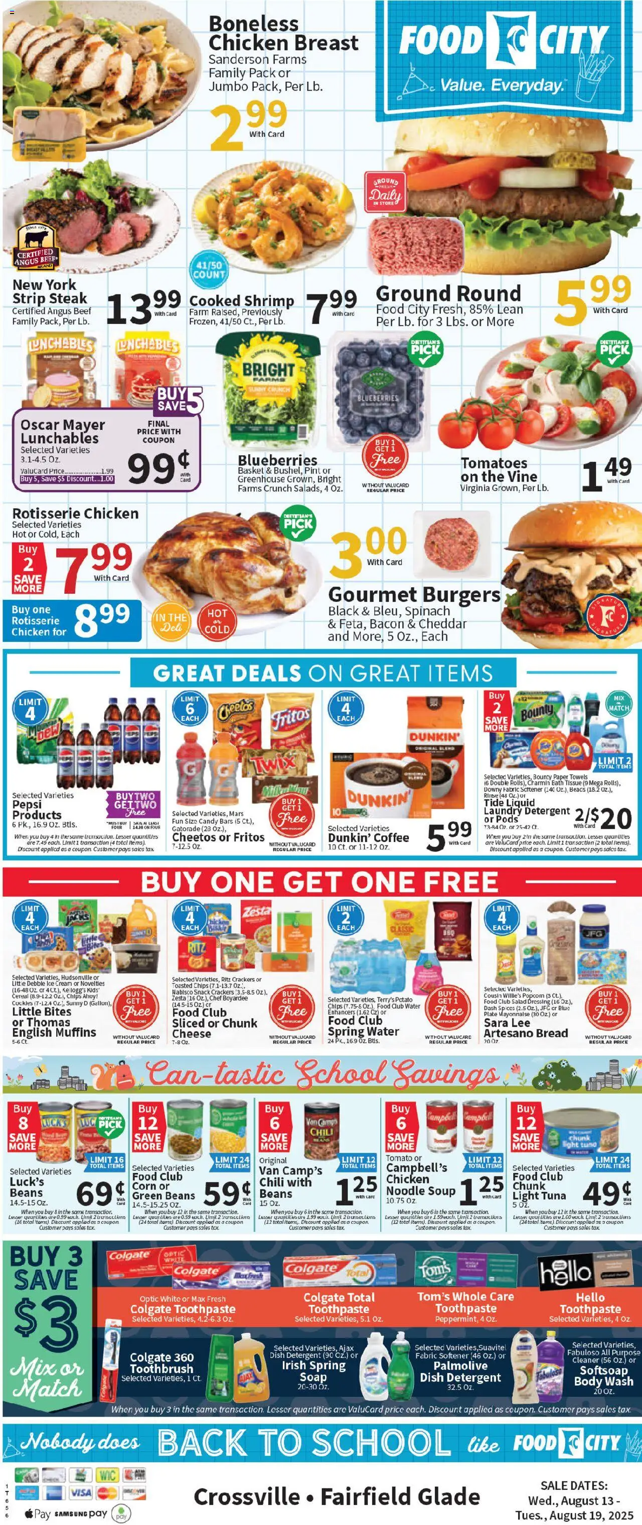 Food City Weekly Ad - valid from 13.08.2025 | Page: 3 | Products: Corn, Bread, Fabric softener, Mayonnaise