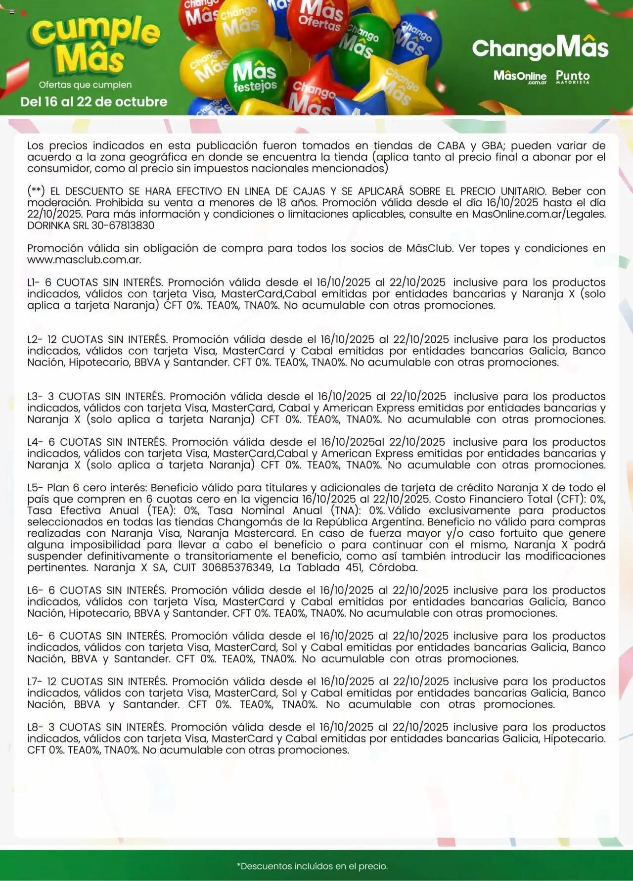 Changomas ofertas │ válido desde el 16.10.2025 | Página: 17 | Productos: Caso, Banco, Sobre