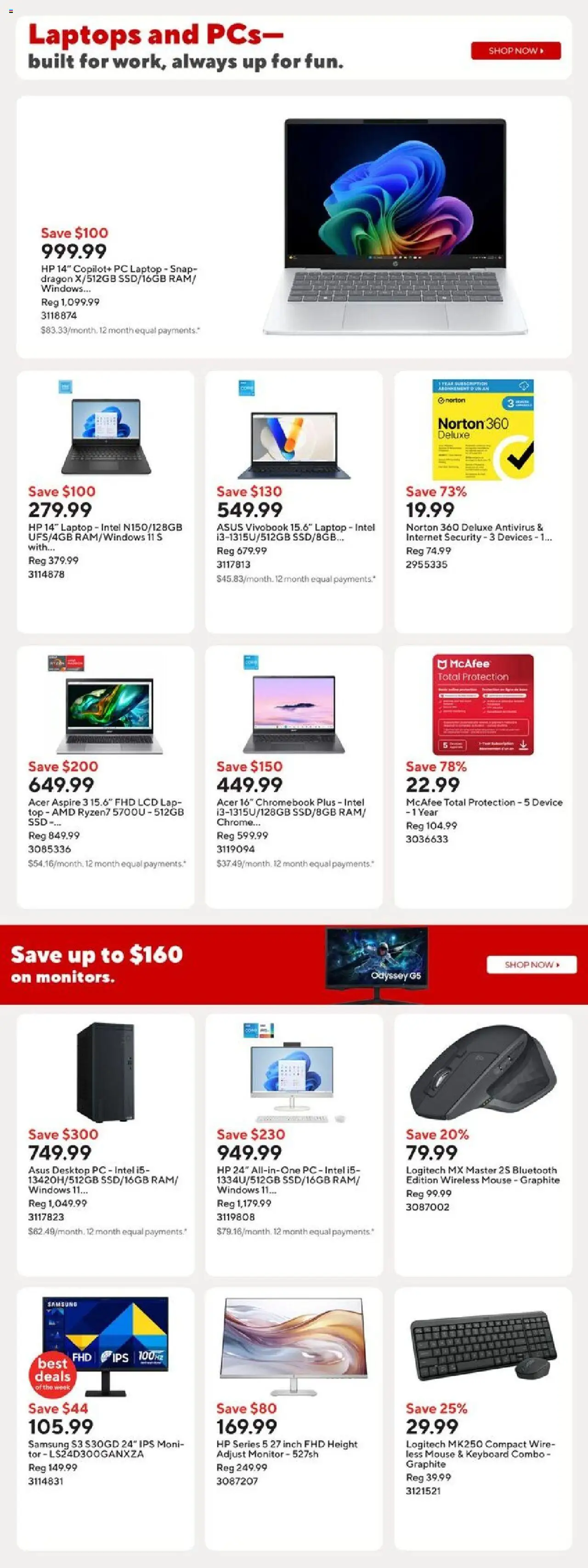 Staples flyer valid from 10.10.2025 | Page: 5 | Products: Monitor, PC, Mouse, Keyboard