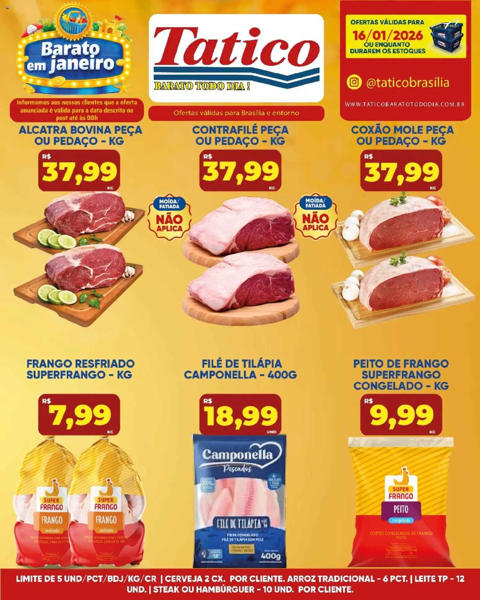 Tatico Folheto - válido de 17.01.2026 | Página: 30 | Produtos: Alcatra, Tilápia, Arroz, Frango