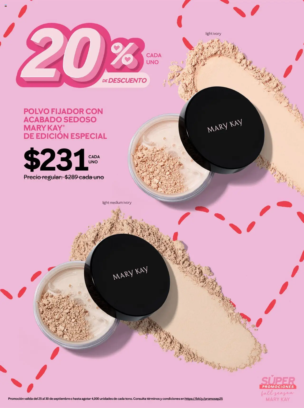 Nuevas ofertas de Mary Kay válidas en toda la República Mexicana desde el 25.09.2025. ¡Encuentra las mejores ofertas en Mary Kay catálogo! | Página: 3 | Productos: Fijador, Polvo