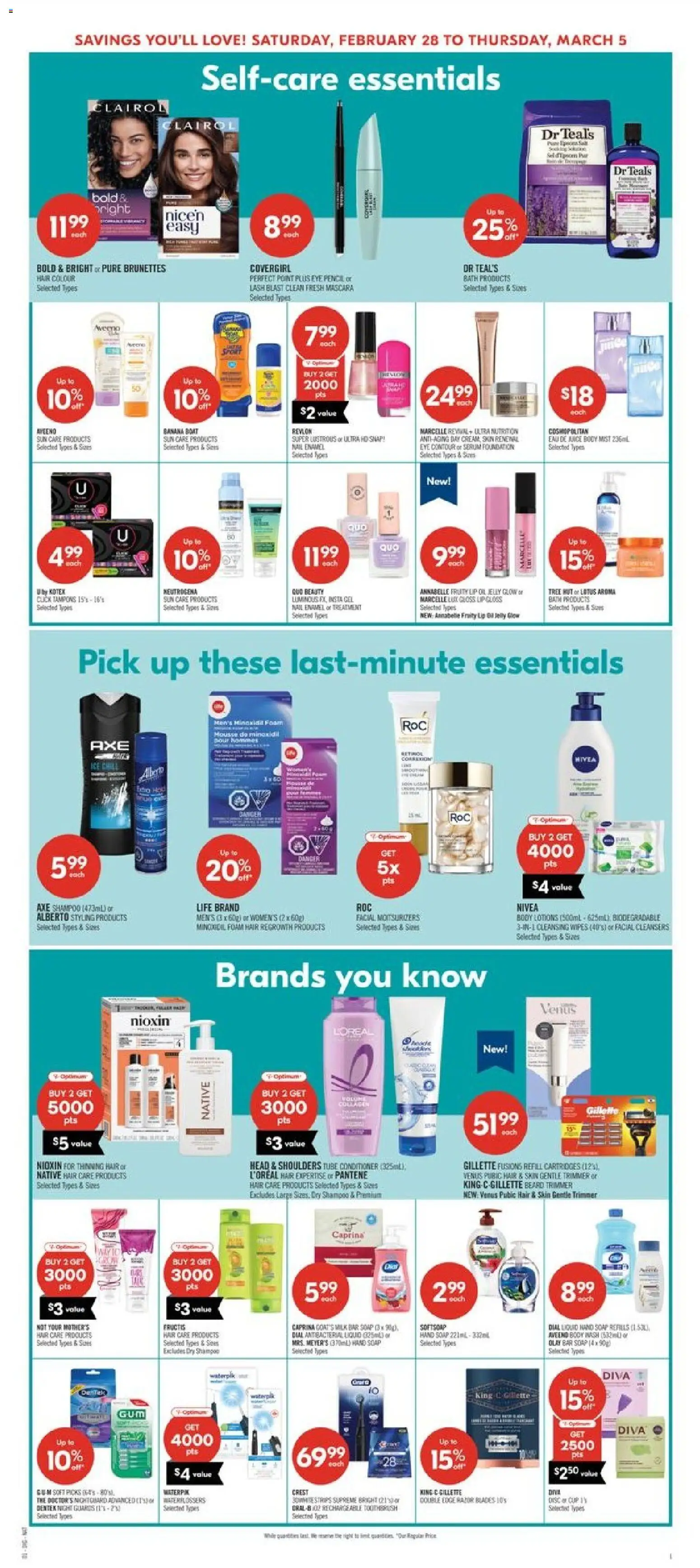 Shoppers flyer valid from 27.02.2026 | Page: 14 | Products: Mascara, Shampoo, Conditioner, Milk