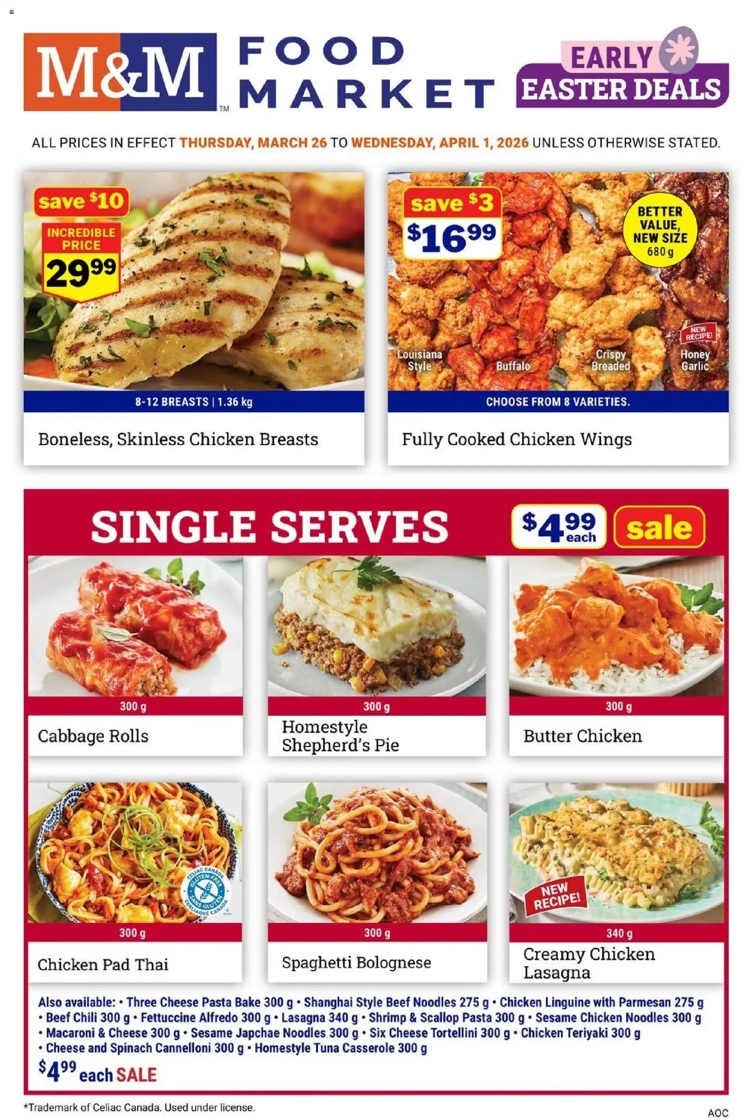 M&M Food Market flyer valid from 26.03.2026 | Page: 1 | Products: Noodles, Pasta, Butter, Cheese
