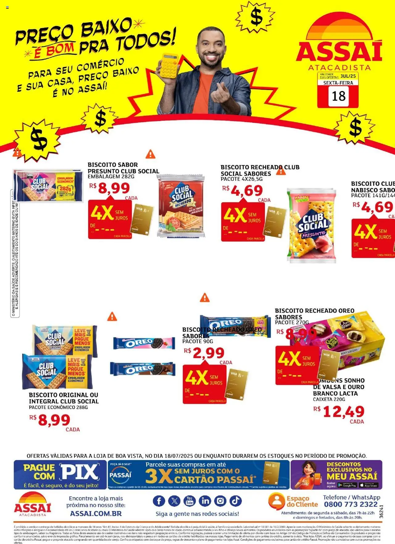 Assaí Atacadista Folheto - válido de 28.07.2025 | Página: 1 | Produtos: Biscoito, Bebida, Telefone, Biscoito recheado