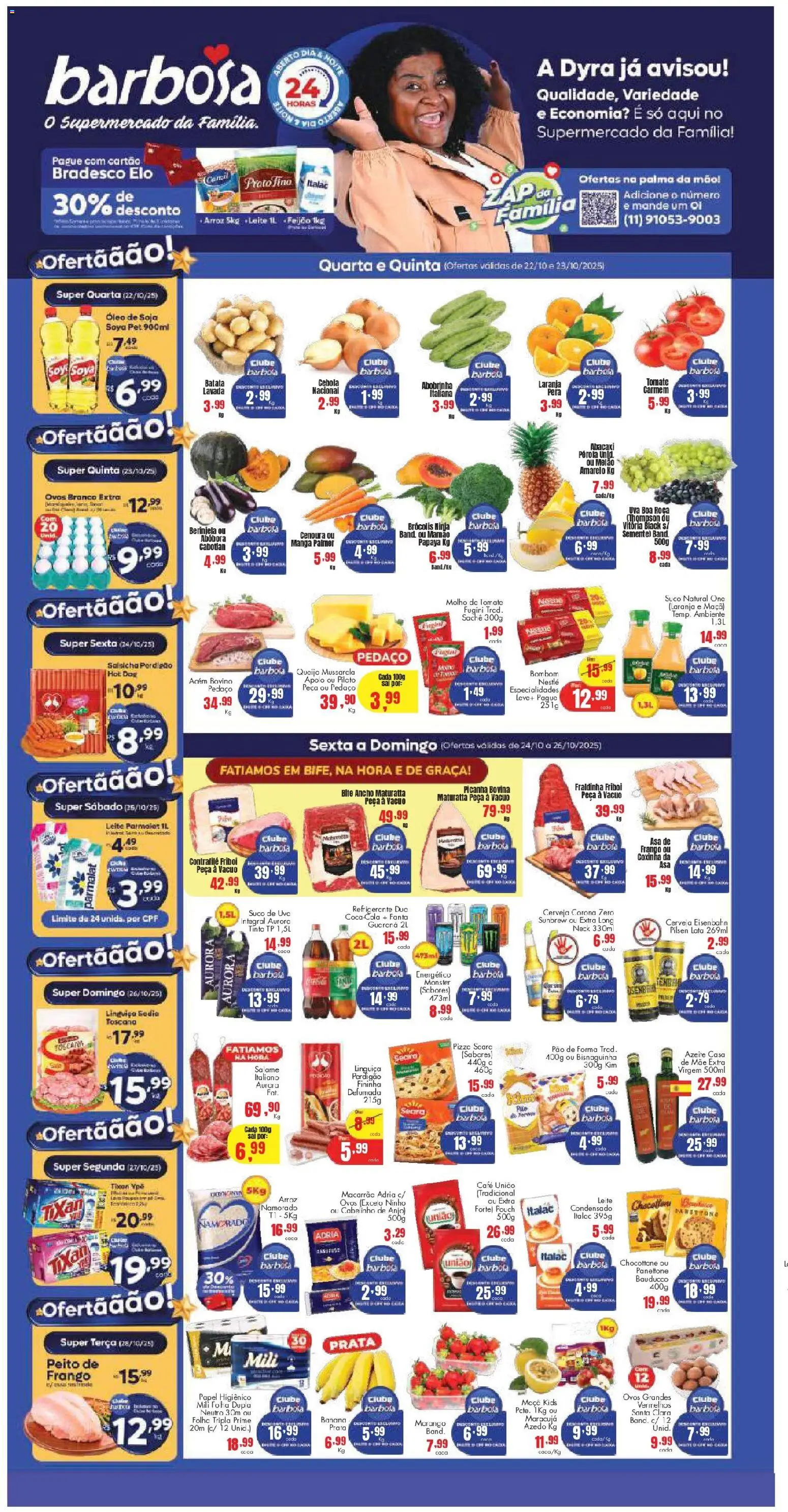 Barbosa Supermercados Folheto - válido de 22.10.2025 | Página: 1 | Produtos: Suco, Arroz, Brócolis, Bombom