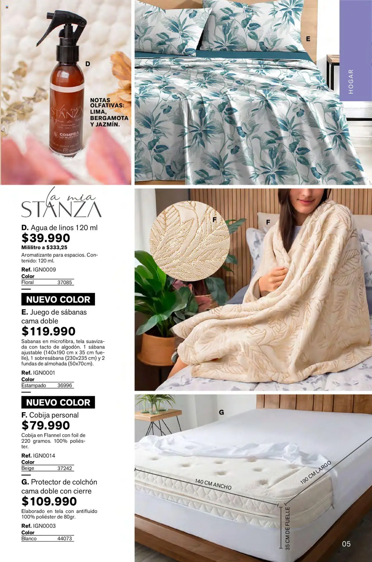 Leonisa revista - valida desde el 01.10.2025 | Página: 5 | Productos: Sabanas, Juego, Cama, Almohada