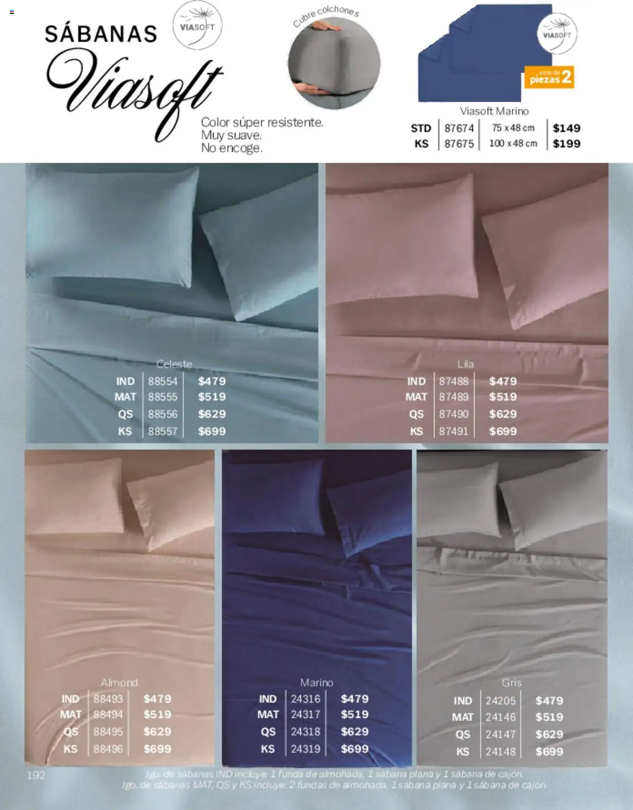 Nuevas ofertas de Vianney válidas en toda la República Mexicana desde el 07.03.2025. ¡Encuentra las mejores ofertas en Vianney catálogo Primavera! | Página: 196 | Productos: Funda, Sabanas