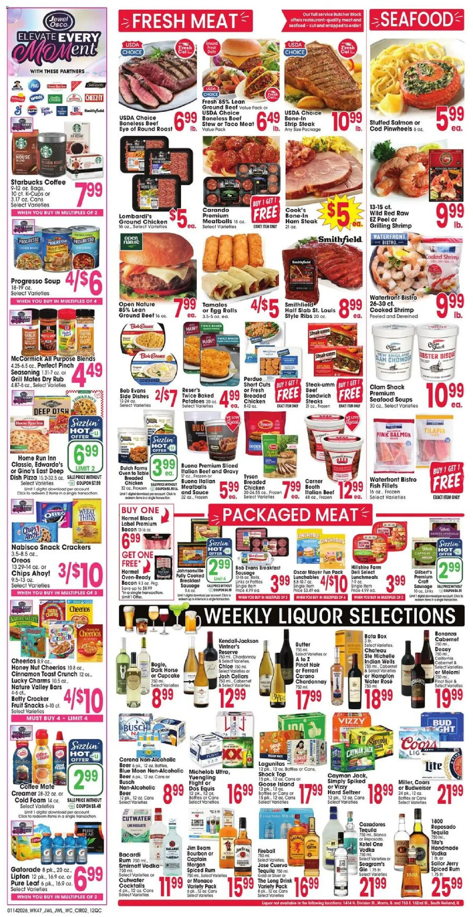 Jewel Osco Weekly Ad - IL - valid from 14.01.2026 | Page: 2 | Products: Box, Bourbon, Vodka, Seafood