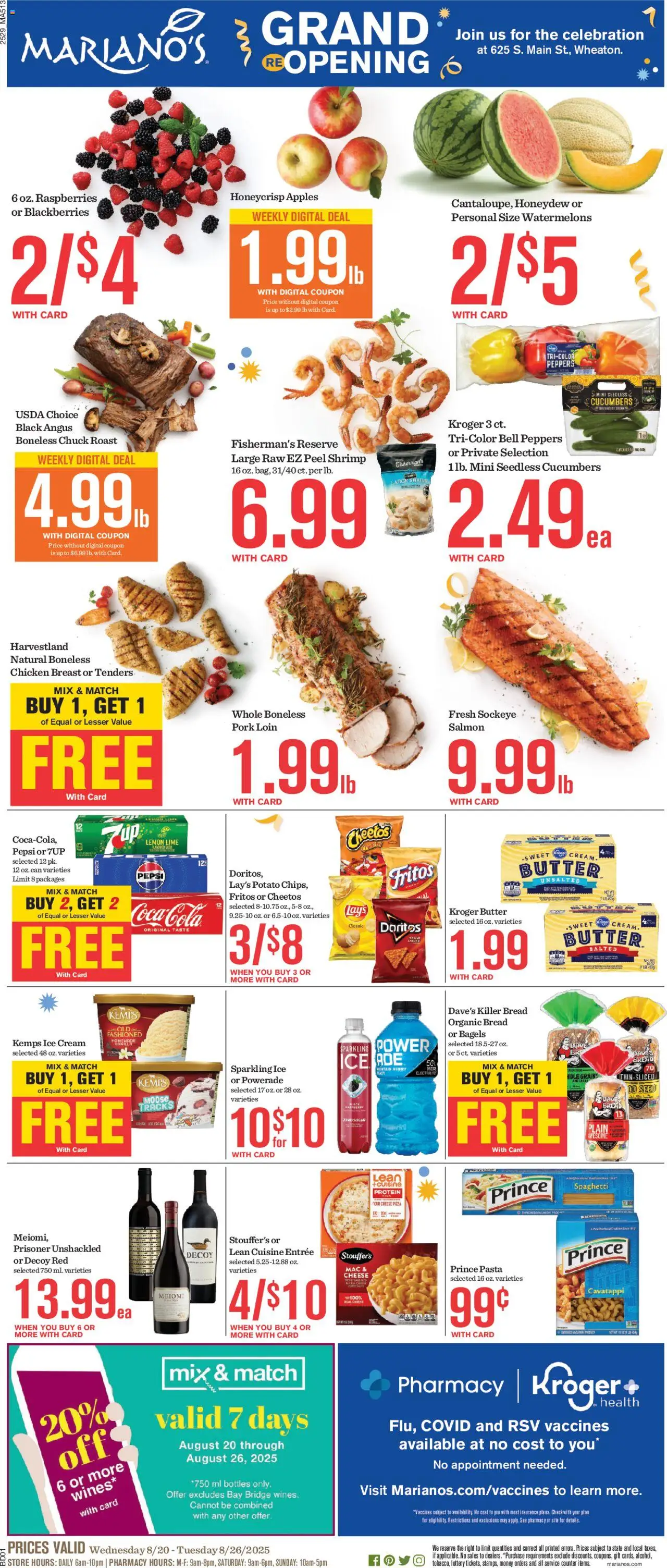 Mariano's Weekly Ad - valid from 20.08.2025 | Page: 1 | Products: Peppers, Butter, Bread, Apples