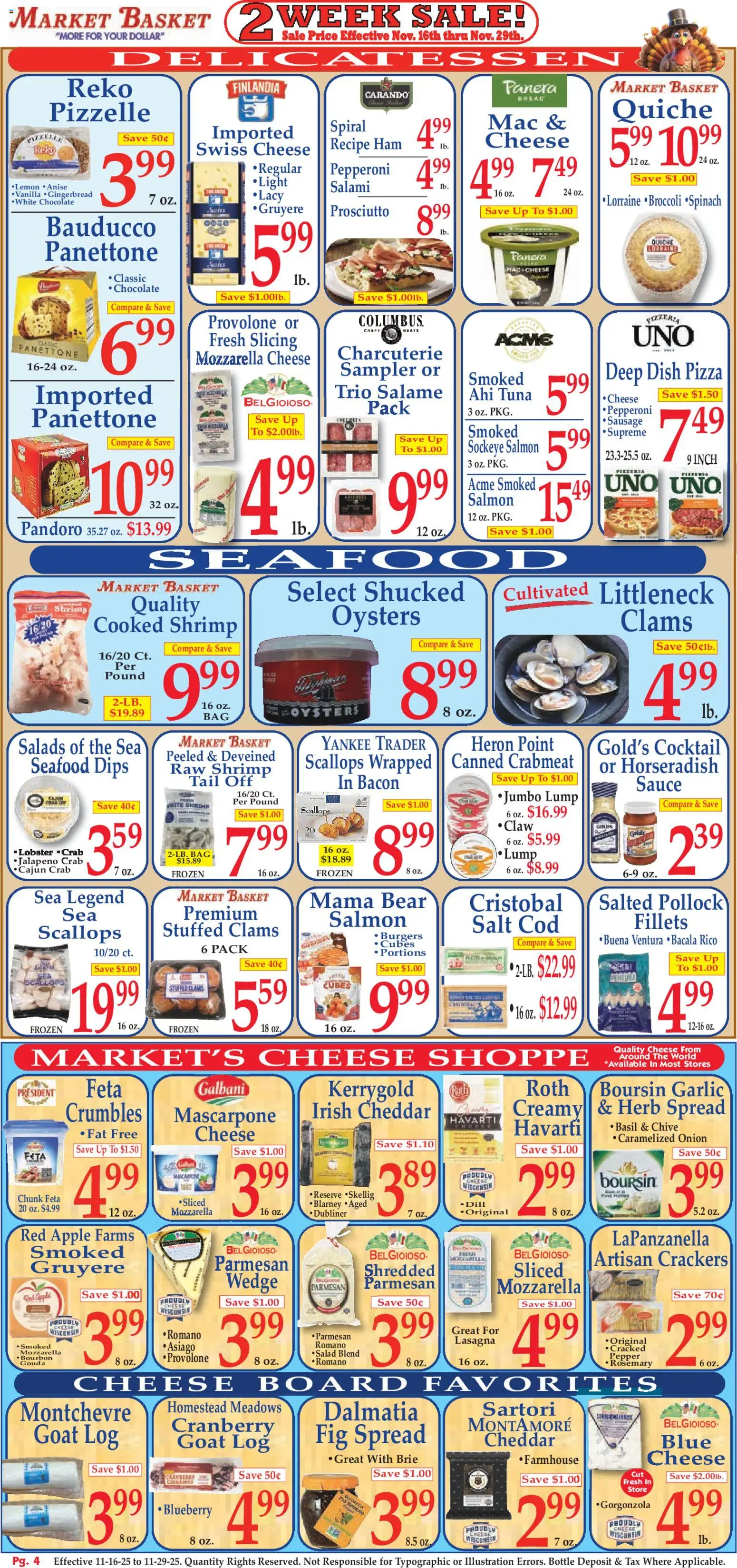 Market Basket Ad - valid from 16.11.2025 | Page: 4 | Products: Cheese, Ham, Sauce, Garlic