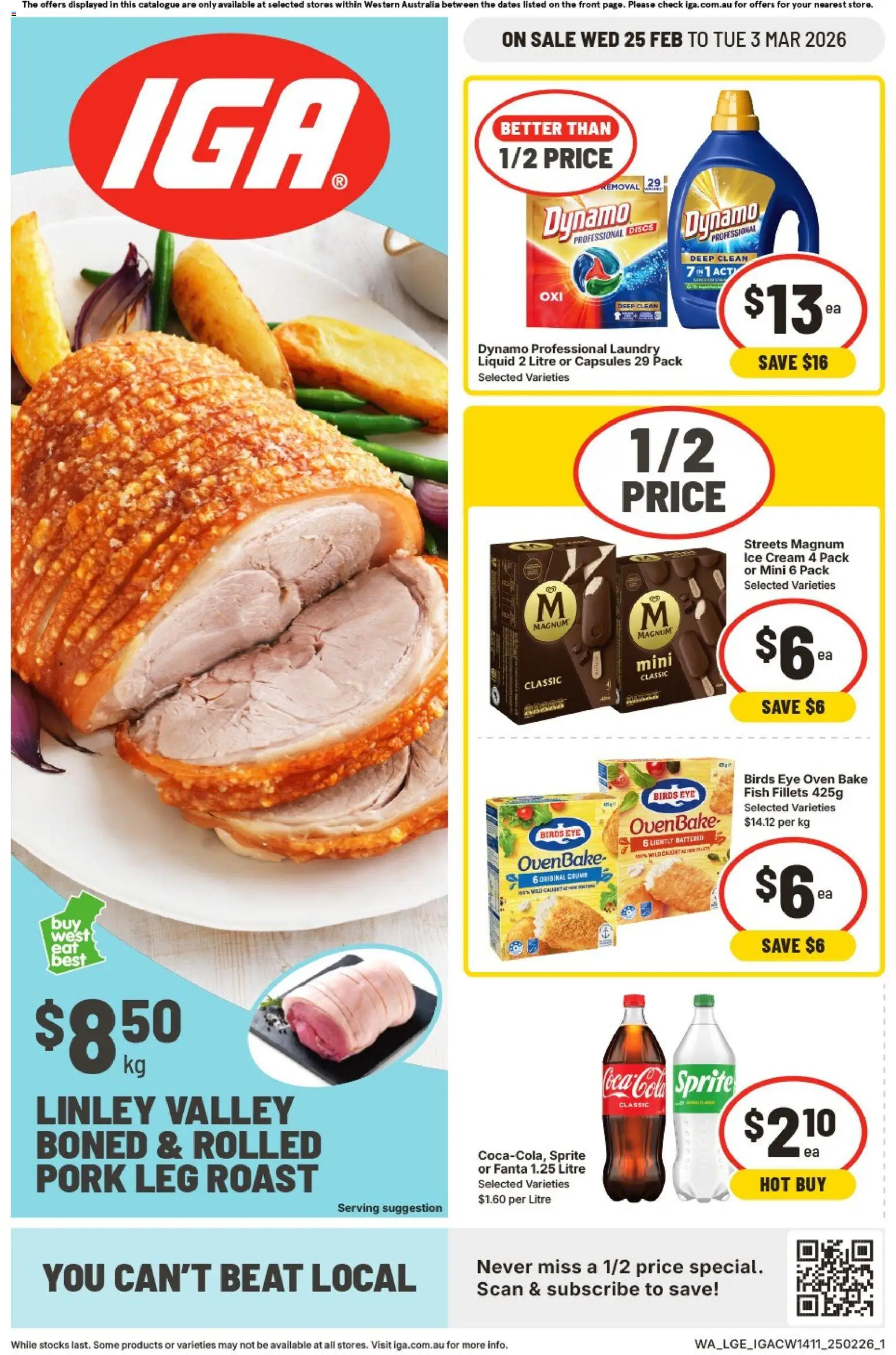 IGA catalogue - valid from 25.02.2026 | Page: 1 | Products: Coca Cola, Ice cream, Laundry, Oven