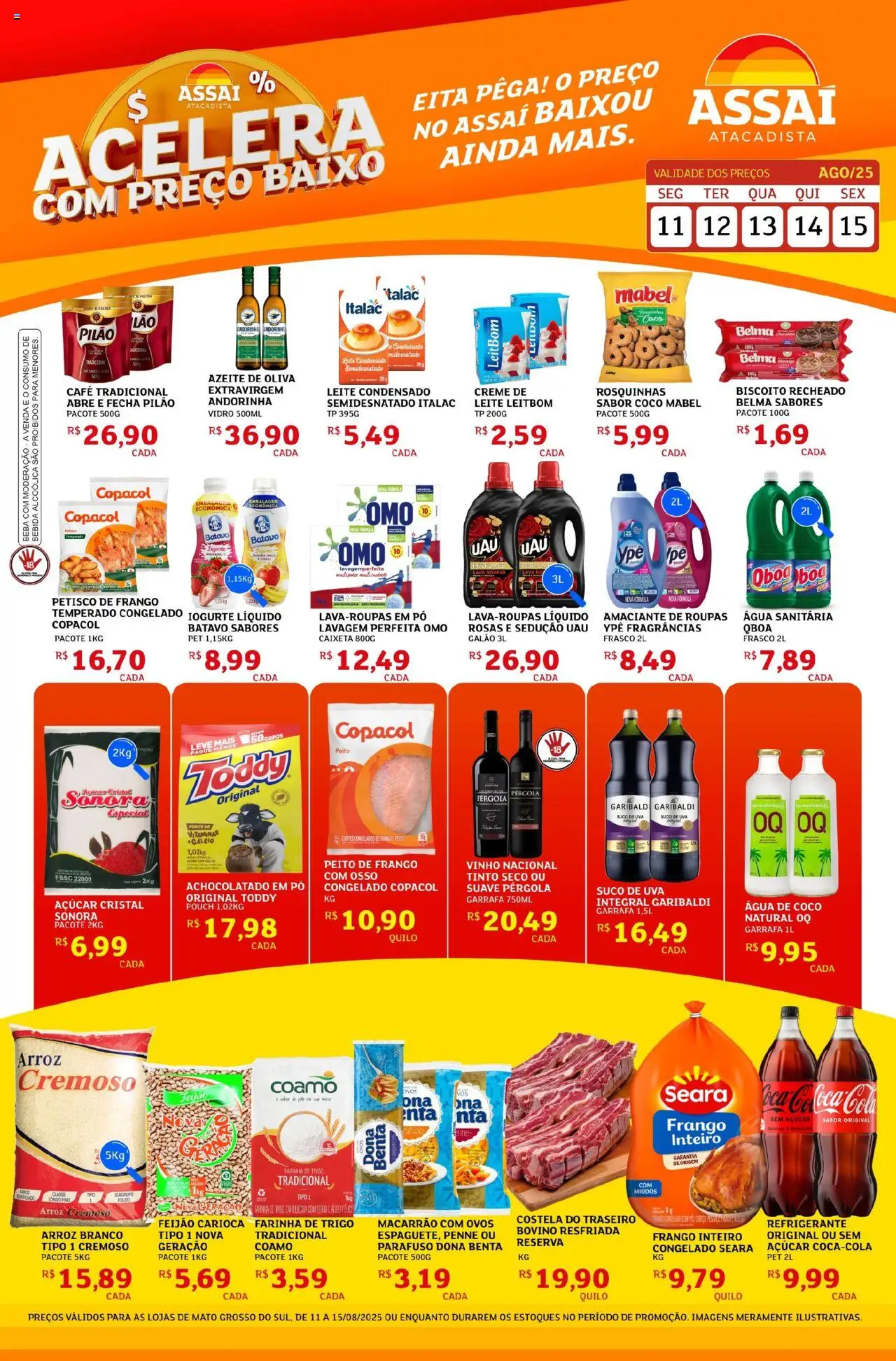 Assaí Atacadista Folheto - válido de 11.08.2025 | Página: 1 | Produtos: Refrigerante, Azeite, Biscoito recheado, Amaciante