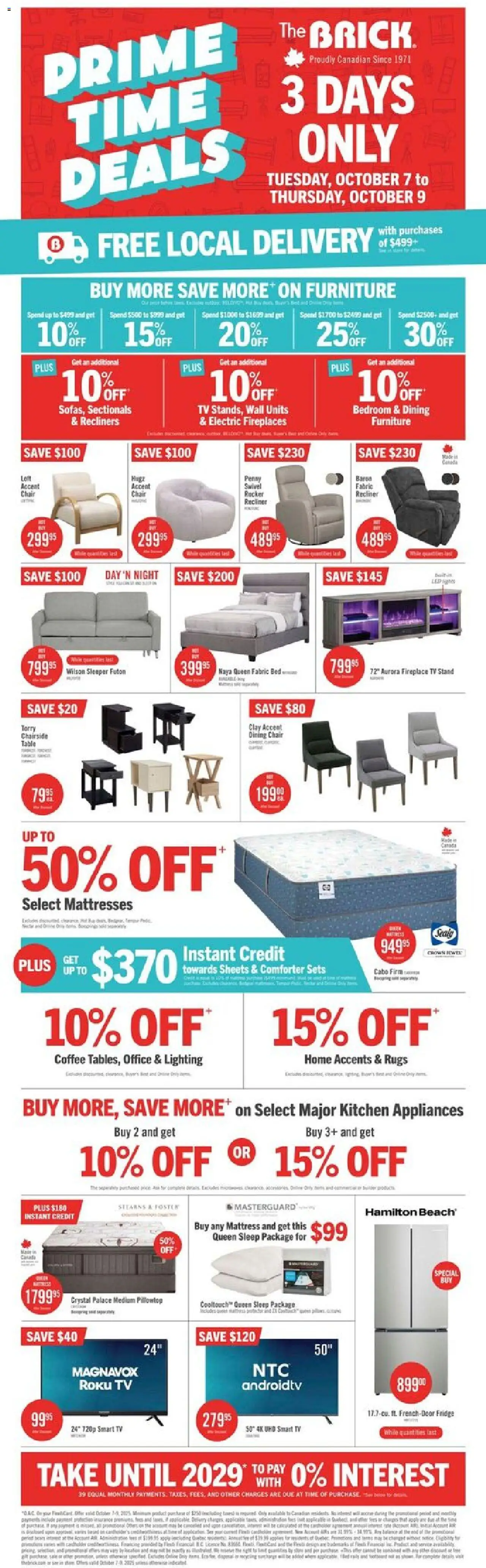 The Brick flyer valid from 07.10.2025 | Page: 1 | Products: Tv, Bed, Table, Coffee