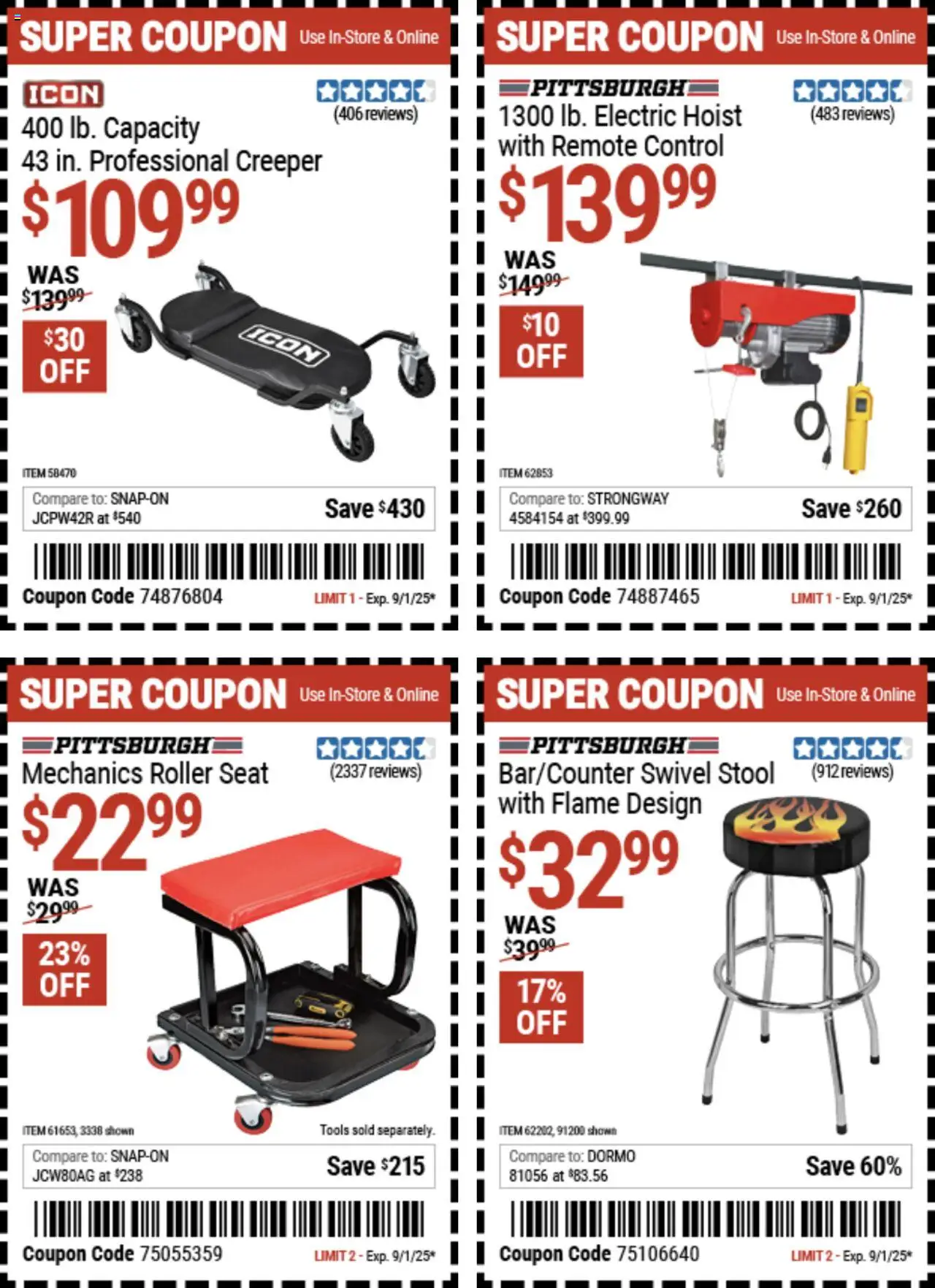 Harbor Freight Summer Coupons - valid from 18.08.2025 | Page: 6 | Products: Swivel