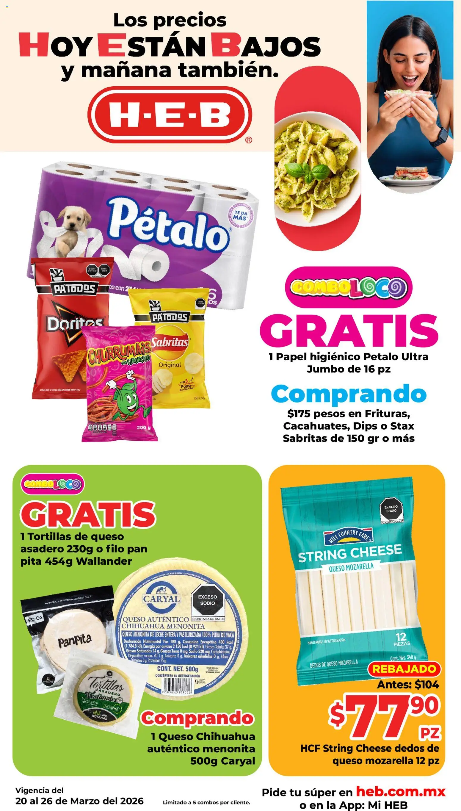 Nuevas ofertas de H-E-B válidas en toda la República Mexicana desde el 20.03.2026. ¡Encuentra las mejores ofertas en H-E-B folleto! | Página: 6 | Productos: Papa, Mozarella, Pan, Papel higiénico
