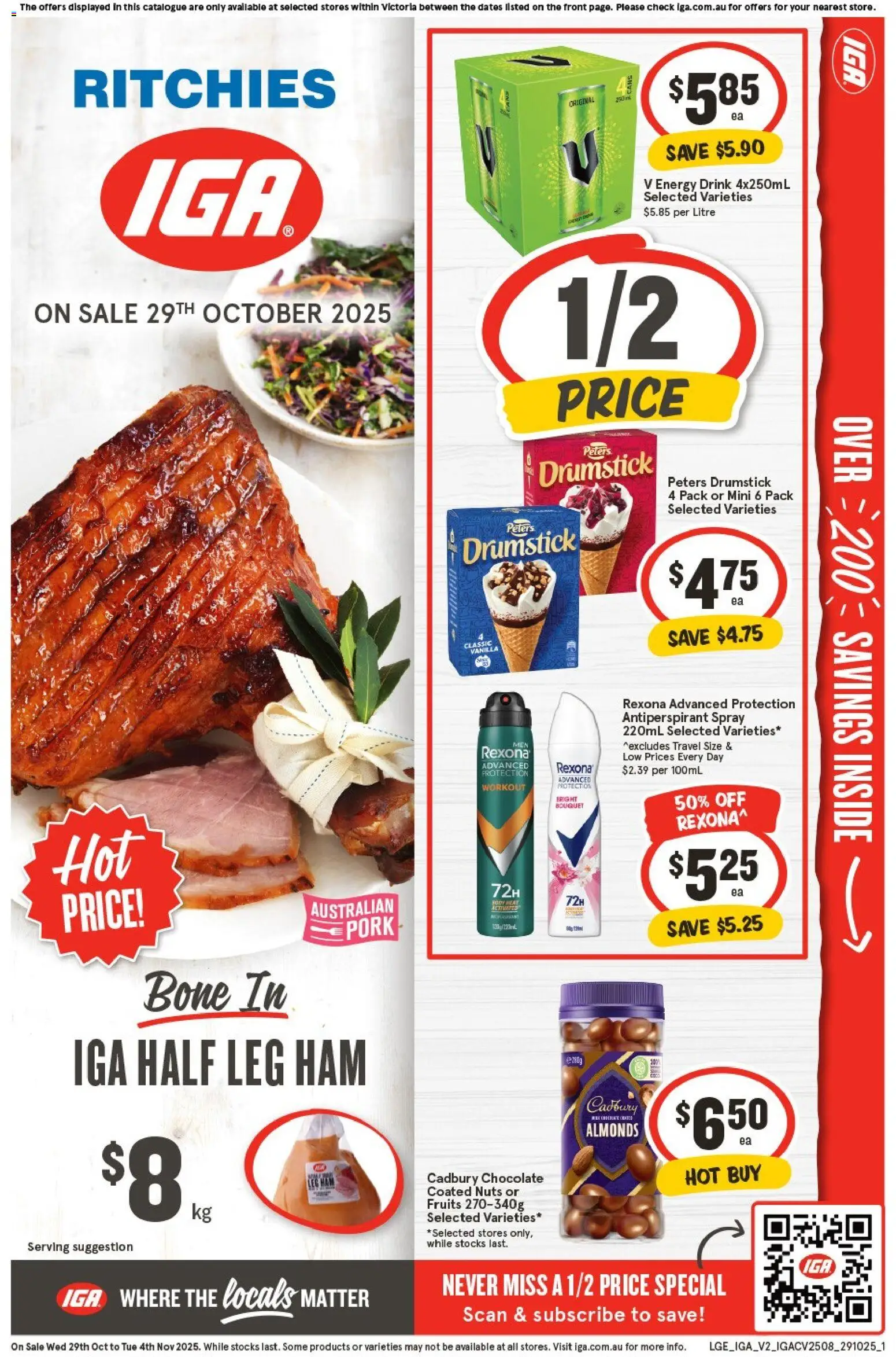 IGA catalogue - valid from 29.10.2025 | Page: 1 | Products: Ham, Pork, Antiperspirant, Fruits
