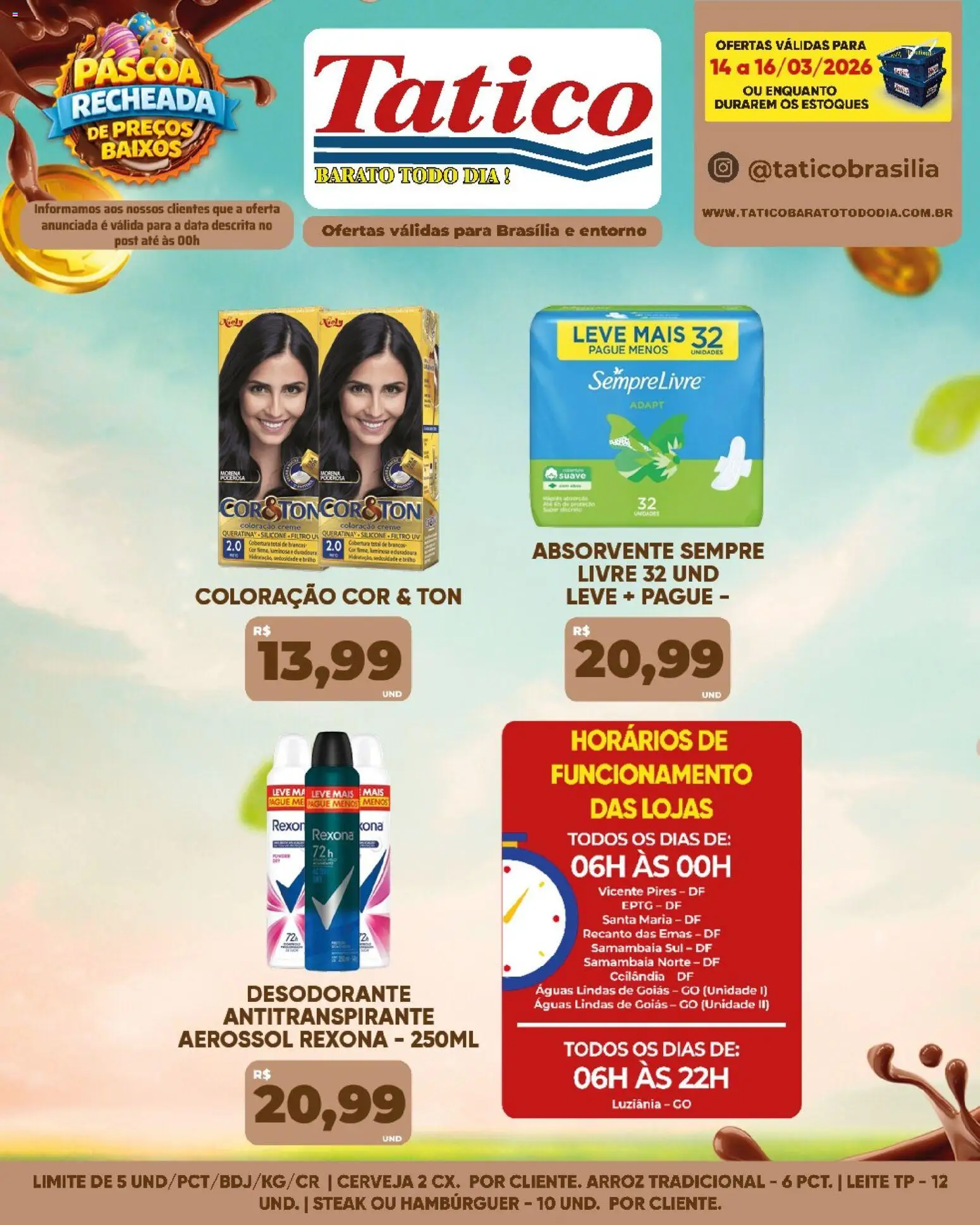 Tatico Folheto - válido de 14.03.2026 | Página: 24 | Produtos: Leite, Hambúrguer, Rexona, Absorvente