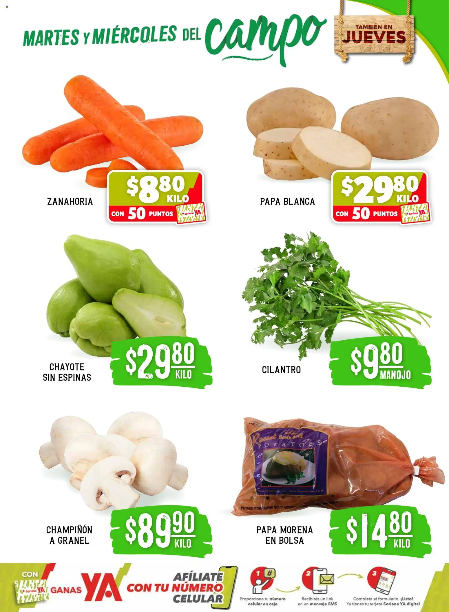 Nuevas ofertas de Soriana válidas en toda la República Mexicana desde el 24.03.2026. ¡Encuentra las mejores ofertas en Soriana Martes y Miércoles del Campo Súper: Tamaulipas (excepto Cd. Victoria y Tampico)! | Página: 3 | Productos: Papa, Bolsa, Caja, Zanahoria