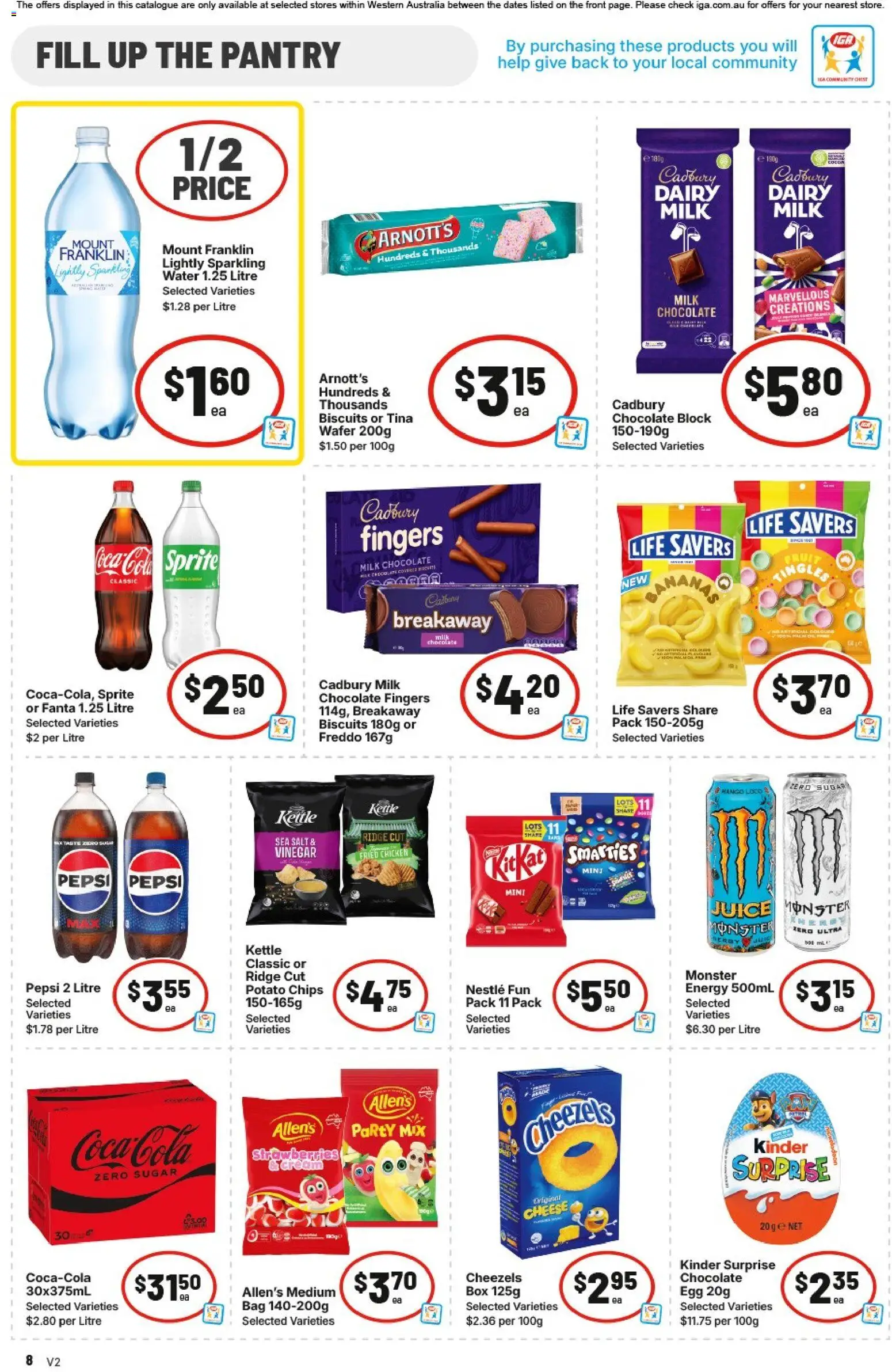 IGA catalogue - valid from 28.01.2026 | Page: 8 | Products: Milk, Dairy, Coca Cola, Chips