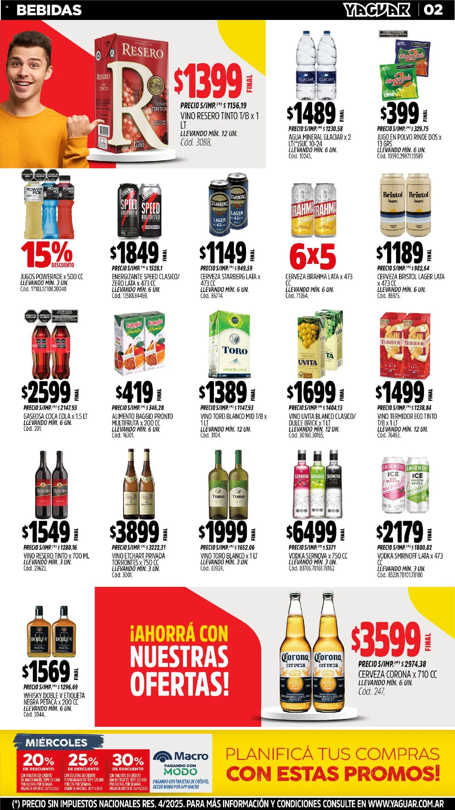 Yaguar - Mar del Plata │ válido desde el 17.11.2025 | Página: 2 | Productos: Whisky, Polvo, Gaseosa, Jugo