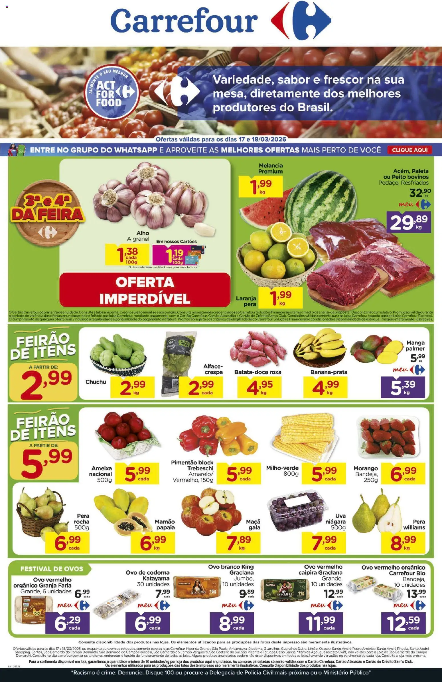 Carrefour Folheto - válido de 17.03.2026 | Página: 1 | Produtos: Pera, Pimentão, Mamão, Ameixa