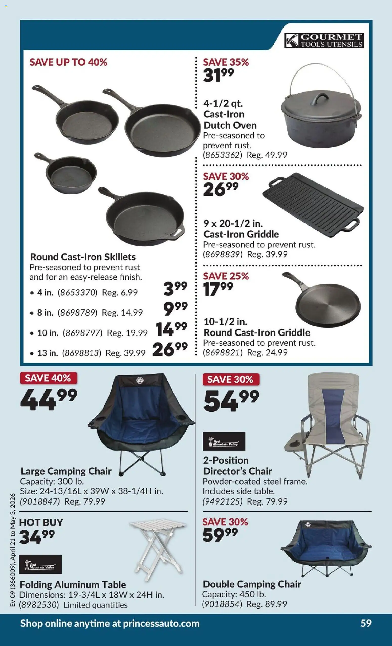 Princess Auto flyer valid from 21.04.2026 | Page: 64 | Products: Oven, Table, Chair